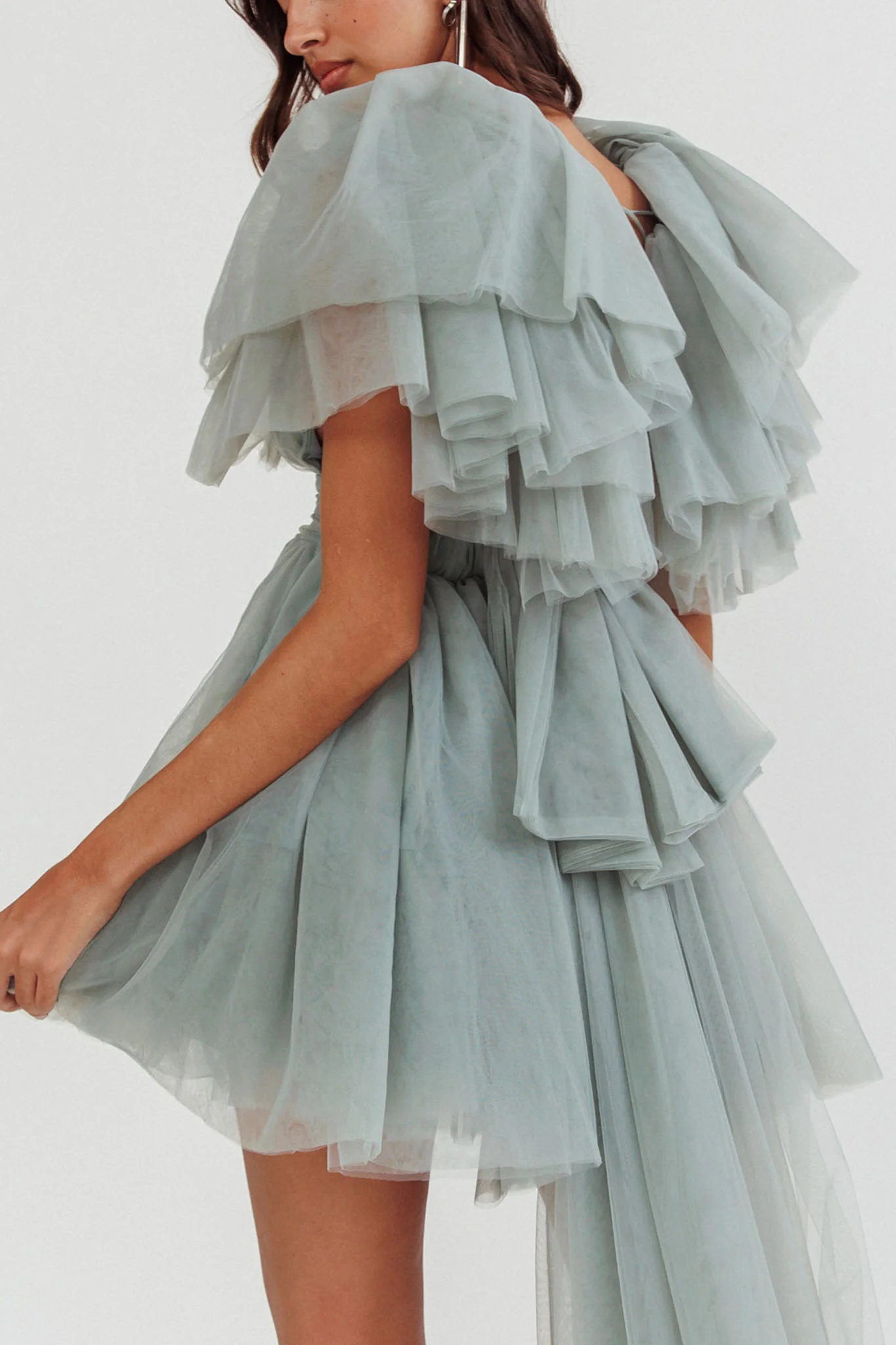 Star Power Tulle Train Mini Dress Pistachio - Image 2