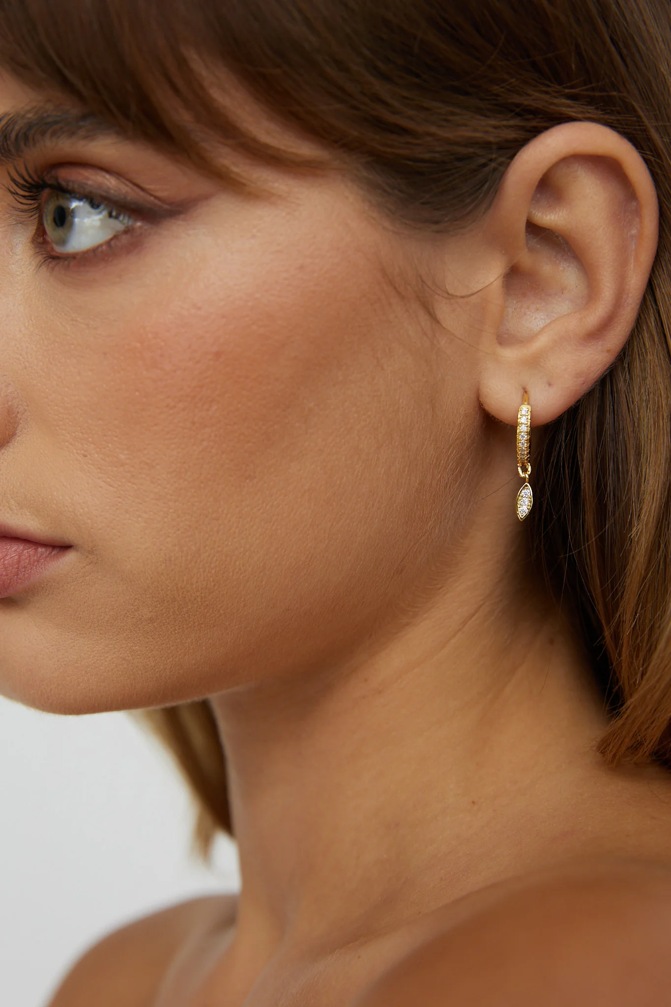 Starbright Zircon Dangle Earrings Gold - Image 2