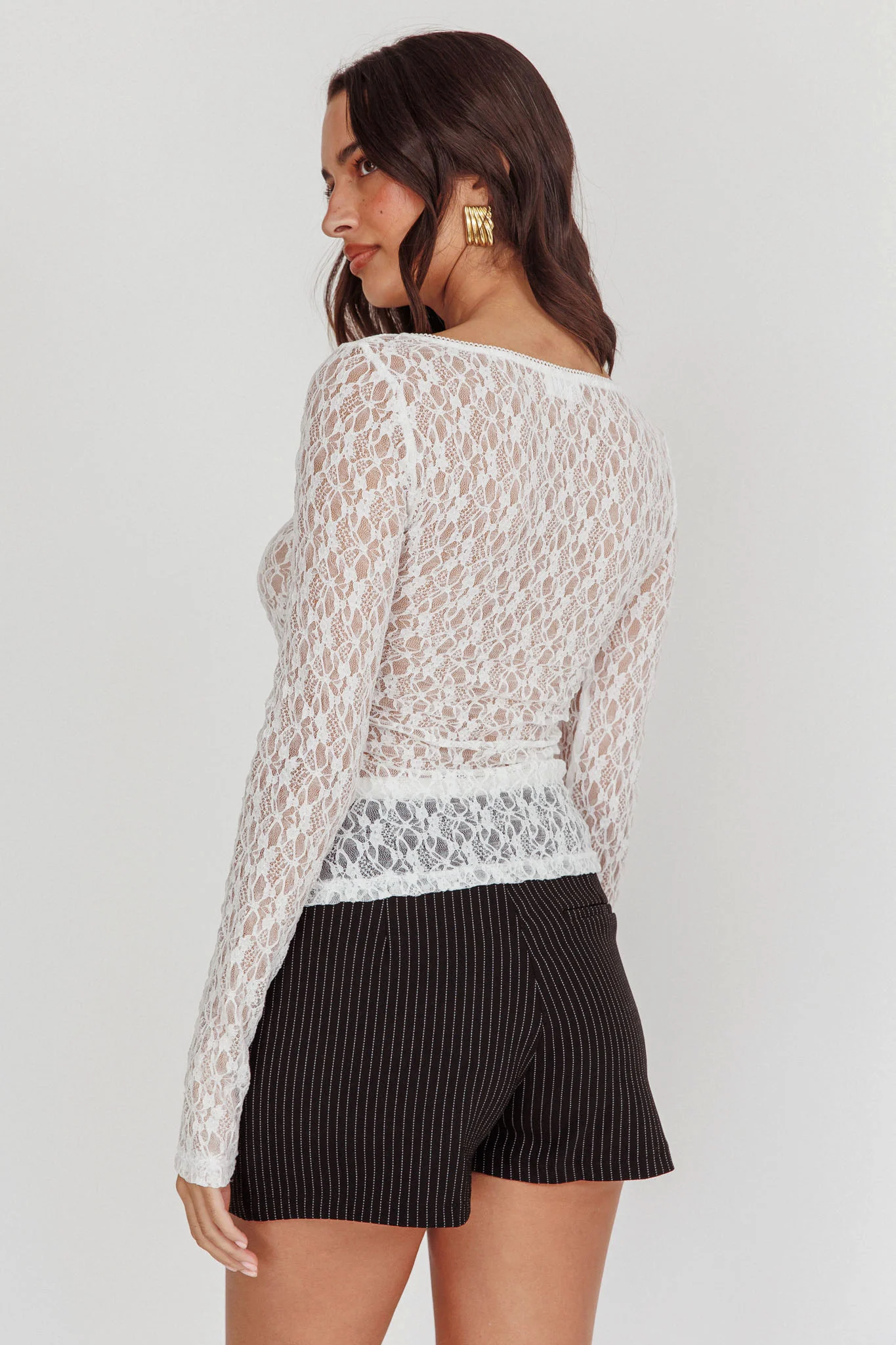 Starlit Sheer Lace Top White - Image 2