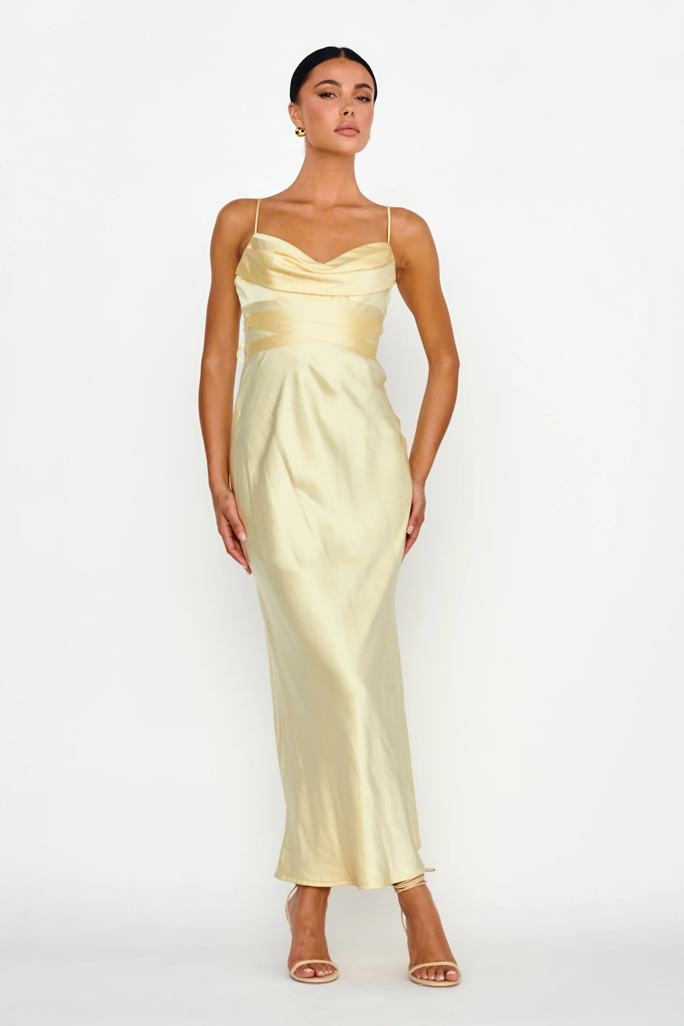 Starring Role Cowl Bust Waist Tie Dress Butter - Image 5