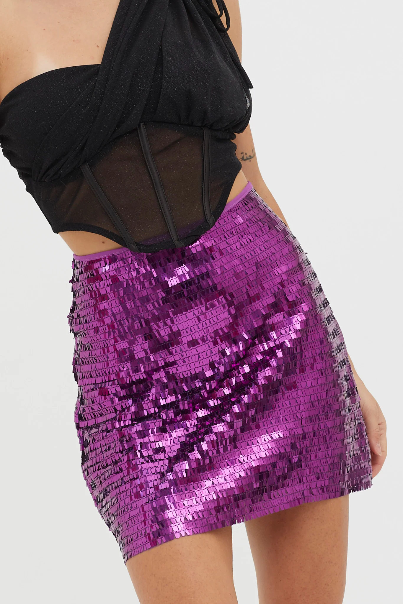 Starry December Sequin Mini Skirt Purple - Image 3