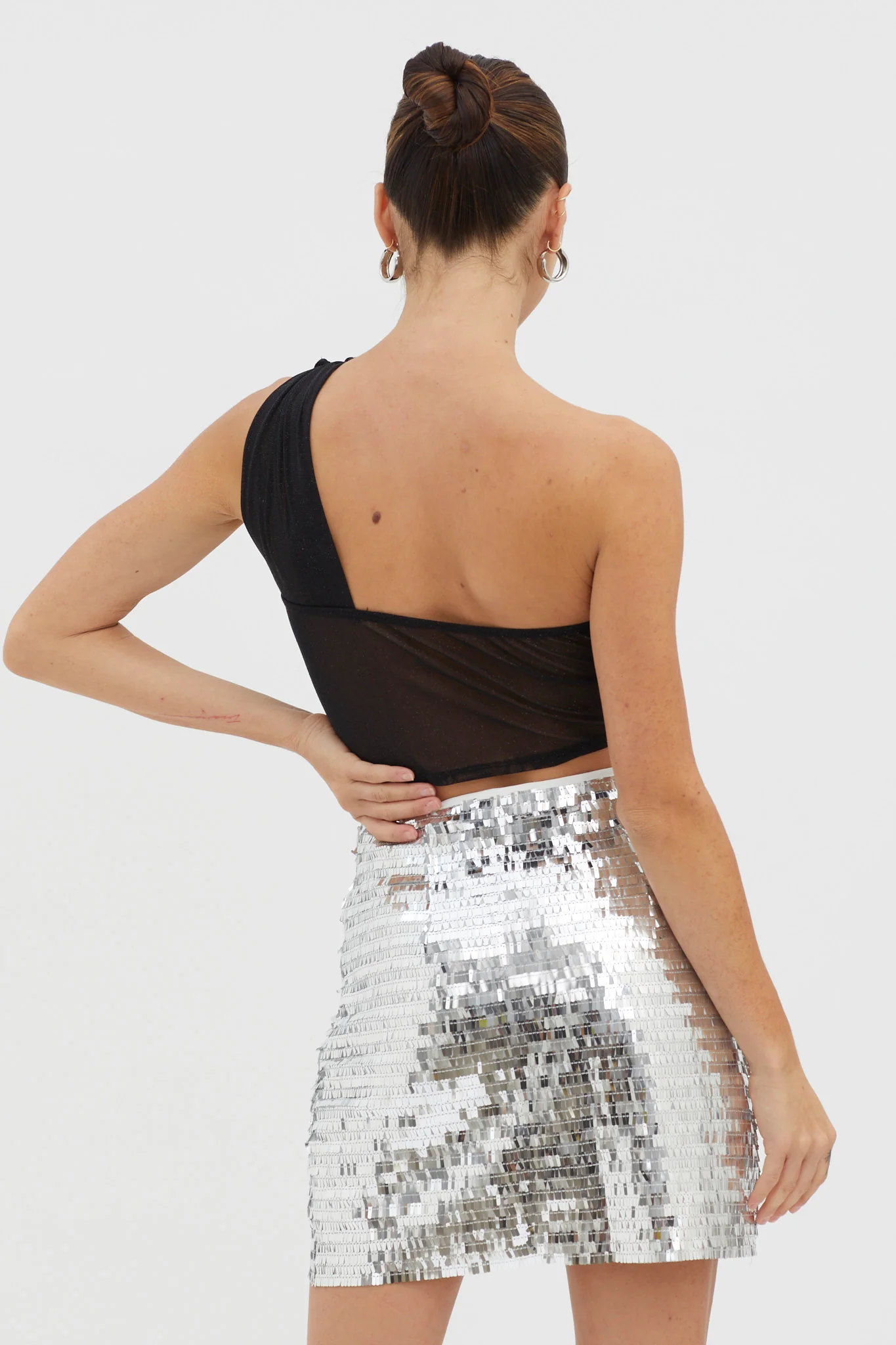 Starry December Sequin Mini Skirt Silver - Image 2