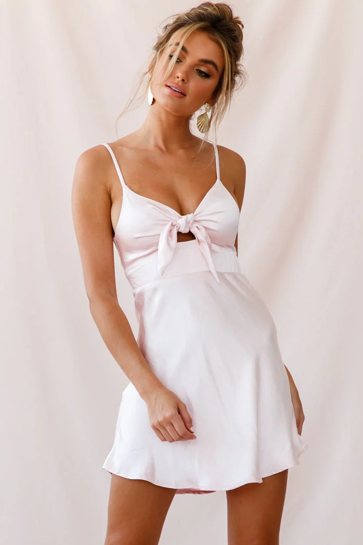 Starry Night Satin Bust-Tie Mini Dress Pink
