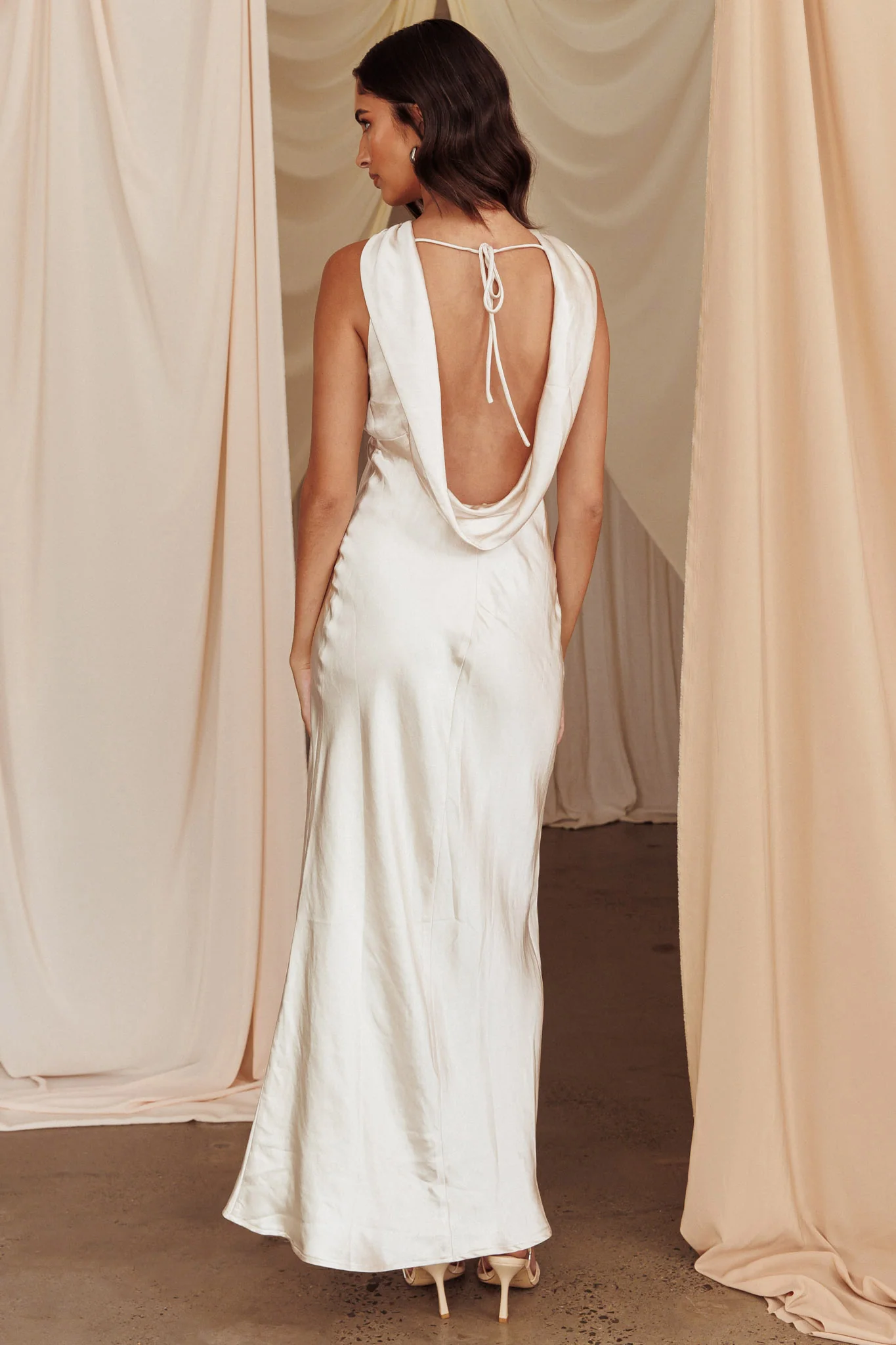 Starry Nights Cowl Back Maxi Dress Champagne - Image 2