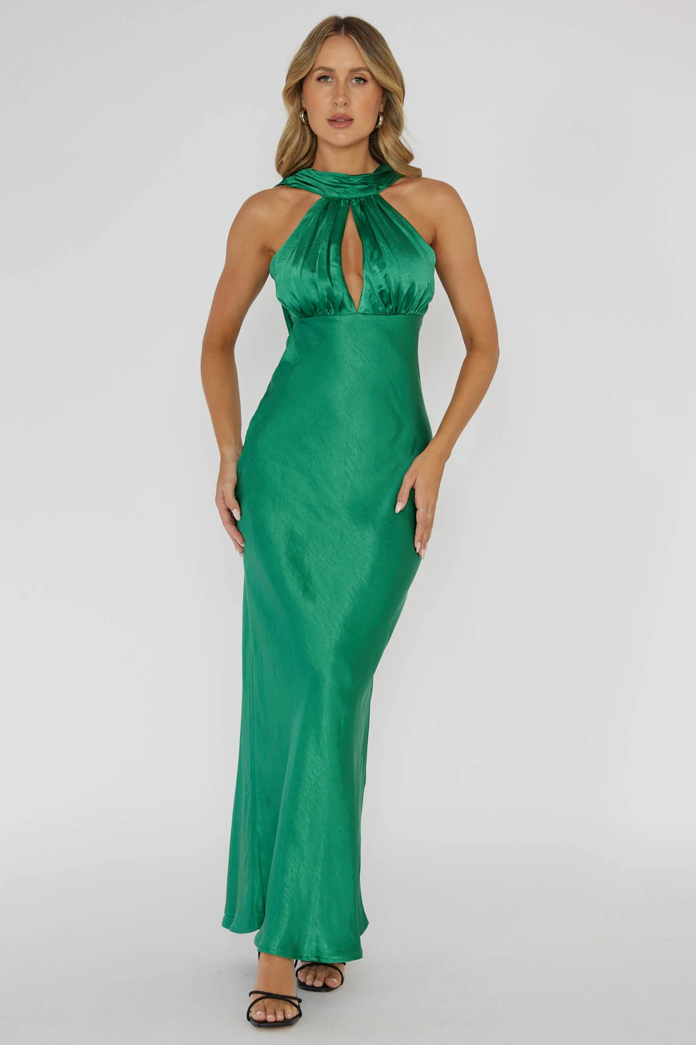 Starry Nights Cowl Back Maxi Dress Forest Green - Image 3