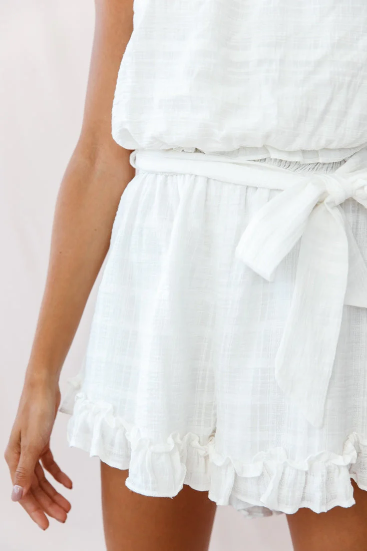 Stephy Frill-Trimmed Elasticated Strapless Romper White - Image 4