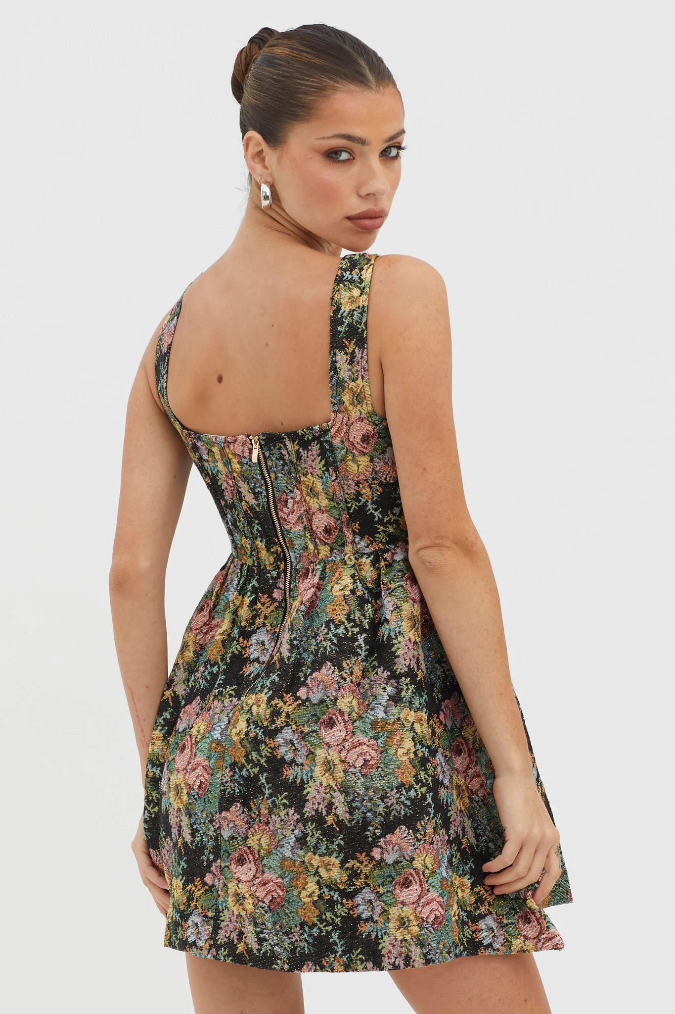 Strong Feelings A-Line Floral Embroidery Dress Black - Image 2
