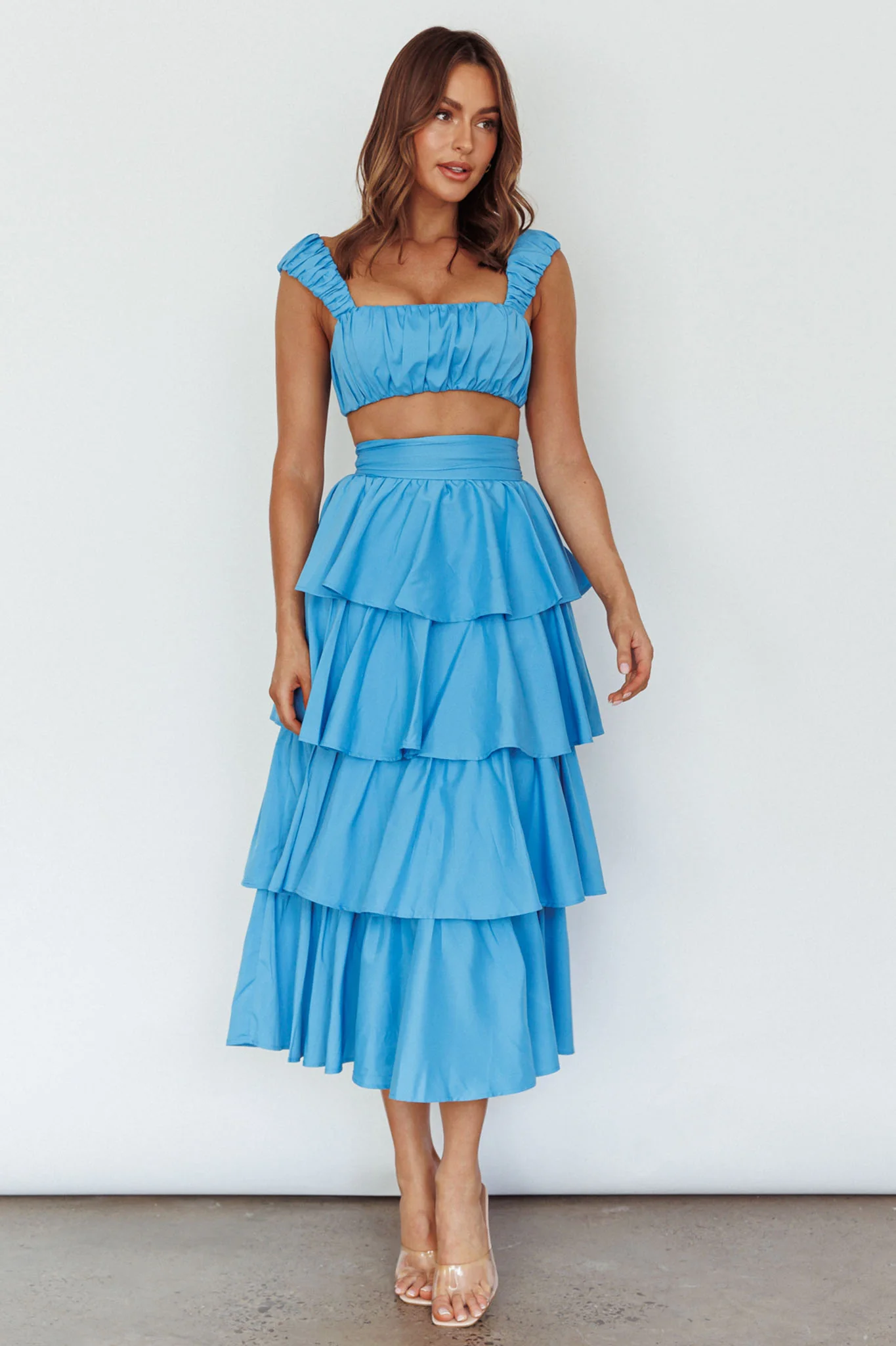 Suenito Gathered Crop Top Blue - Image 3