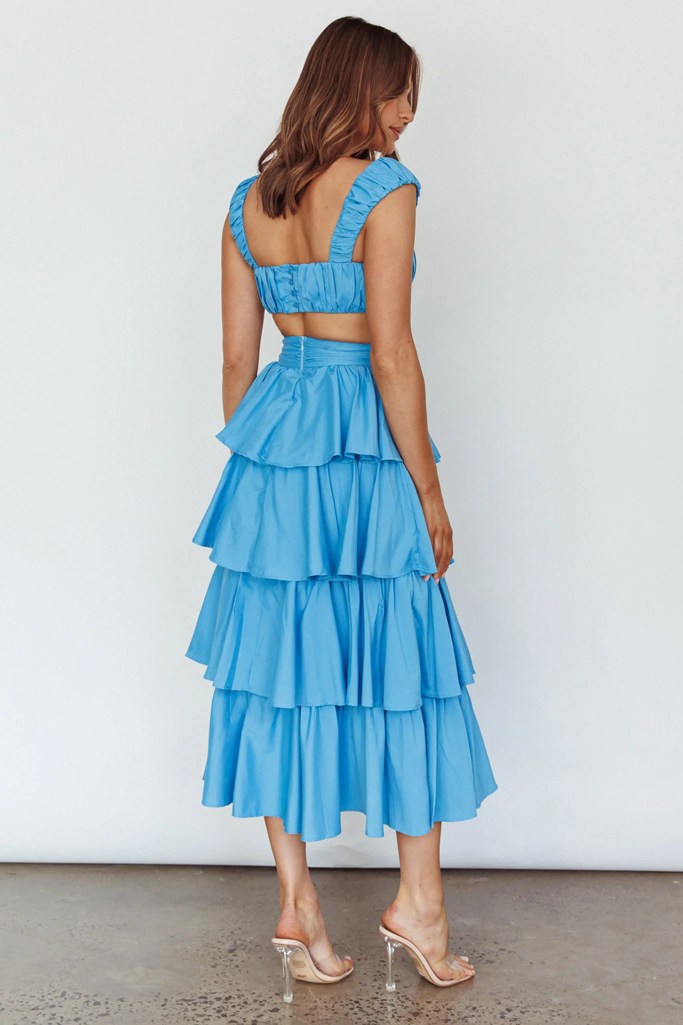 Suenito Tiered Frill Maxi Skirt Blue - Image 2