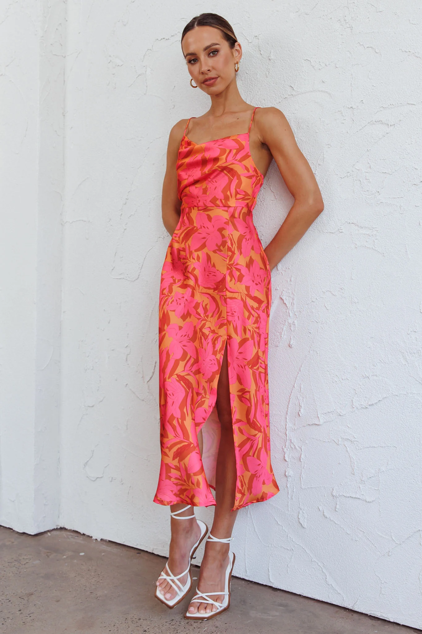 Suki Front Split Midi Dress Lily Pink - Image 5
