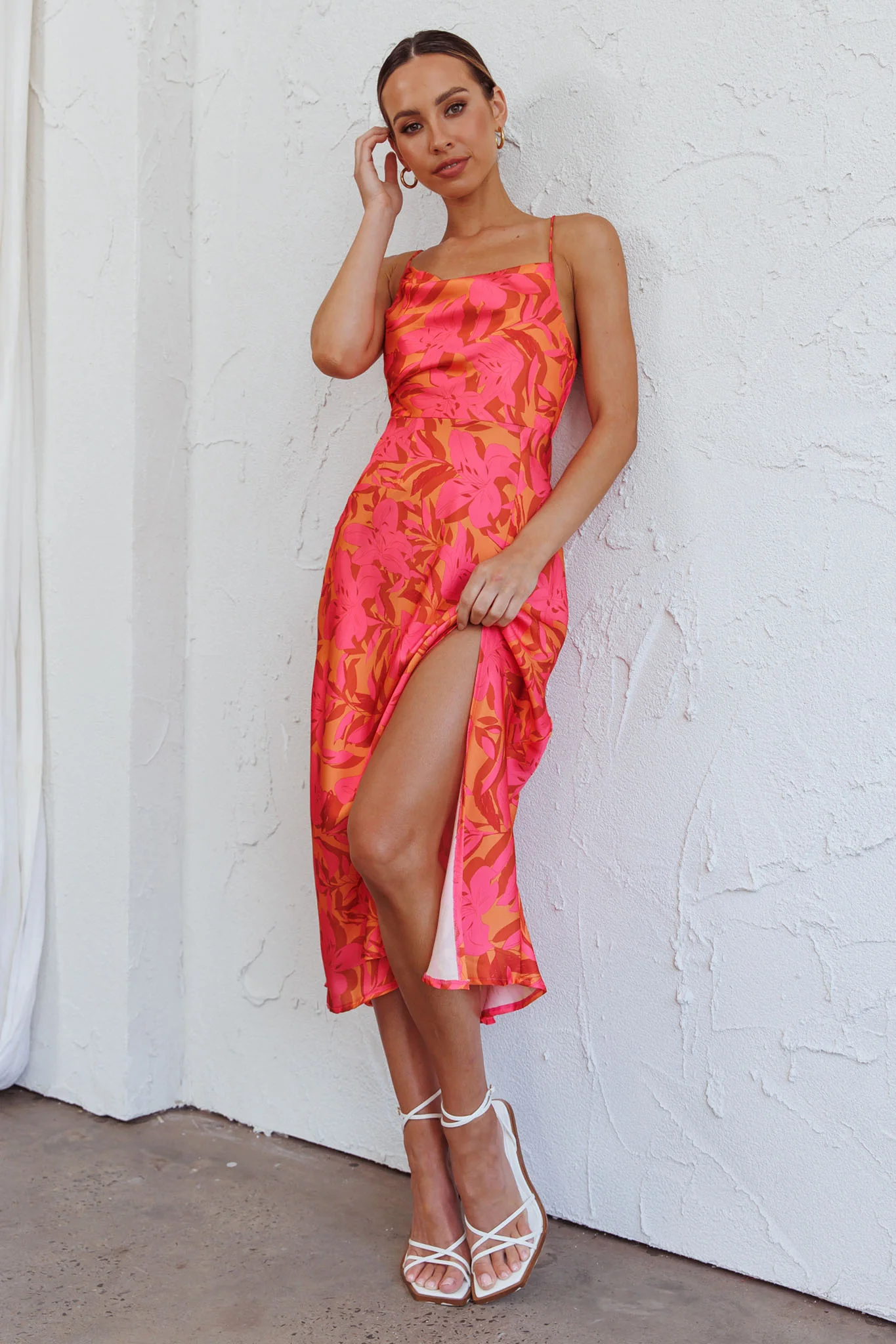 Suki Front Split Midi Dress Lily Pink - Image 7