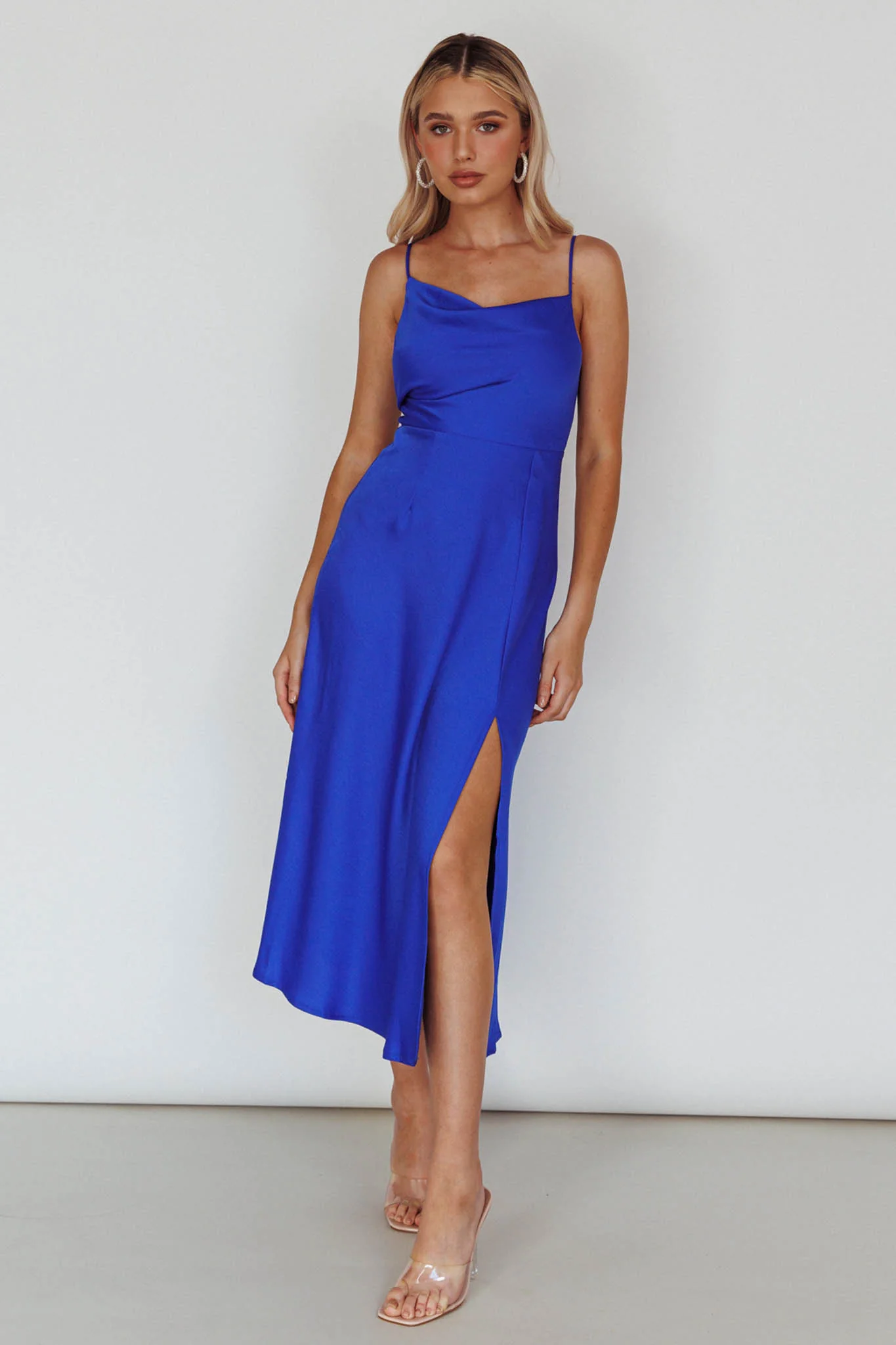 Suki Front Split Midi Dress Royal Blue - Image 8
