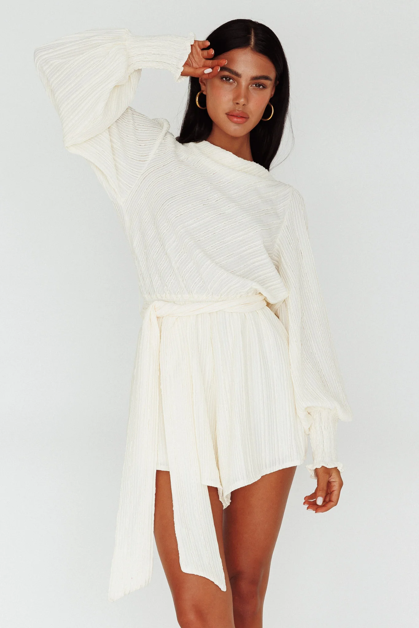 Summer Lover Long Sleeve Romper Cream - Image 2