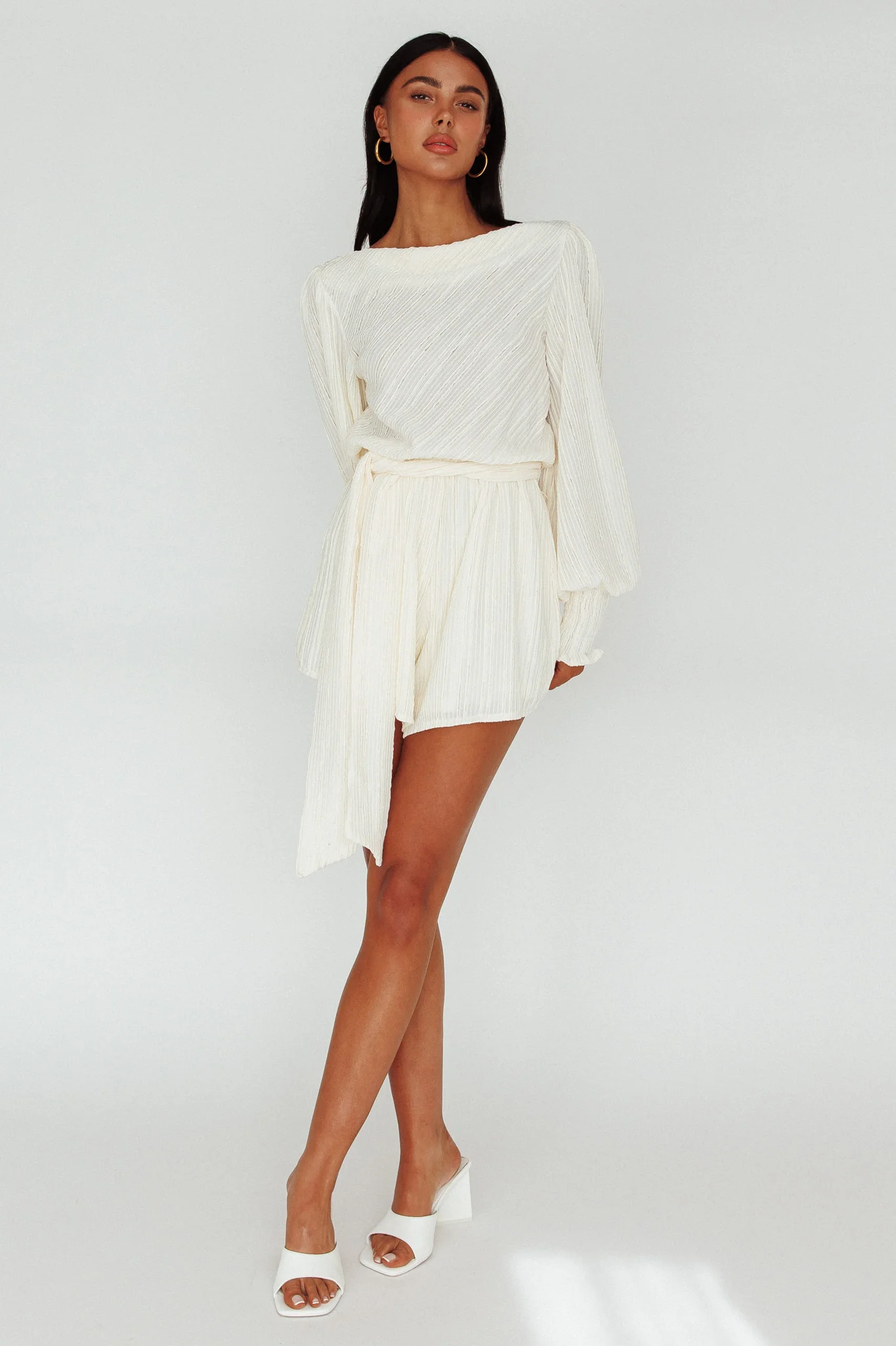 Summer Lover Long Sleeve Romper Cream - Image 3
