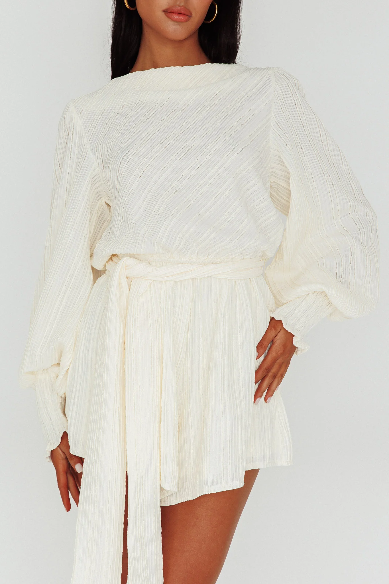 Summer Lover Long Sleeve Romper Cream - Image 4