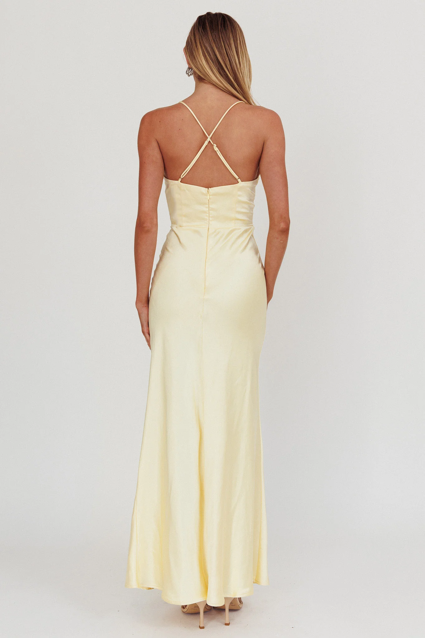 Summer Of Love Lace Trim Maxi Dress Lemon - Image 2