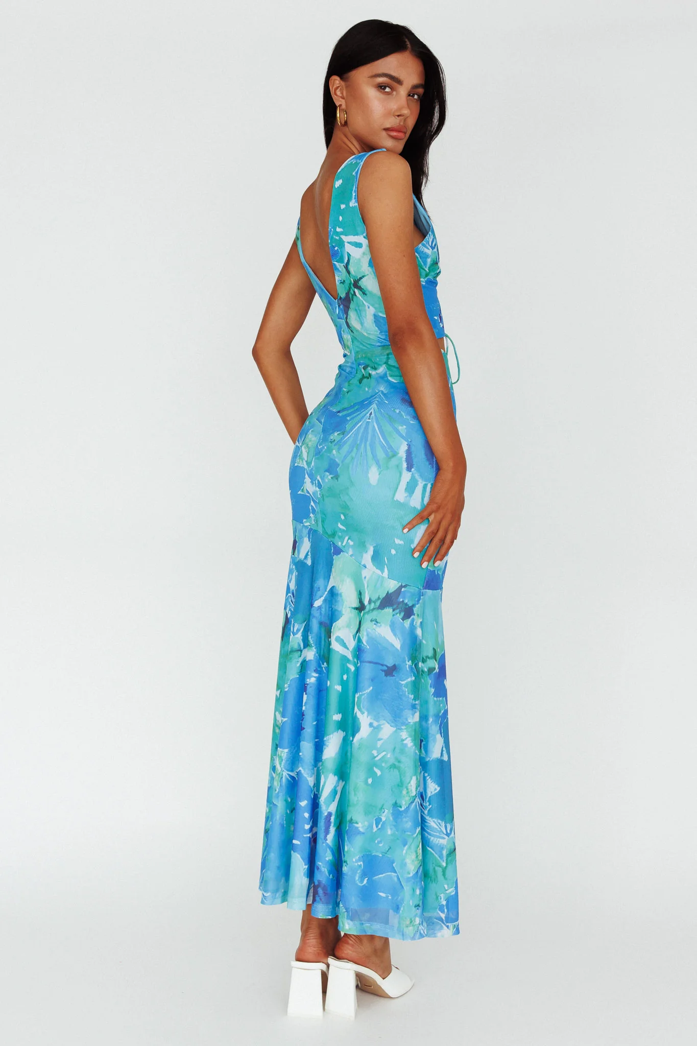 Summerlove Lace-Up Bodice Midi Dress Green - Image 2