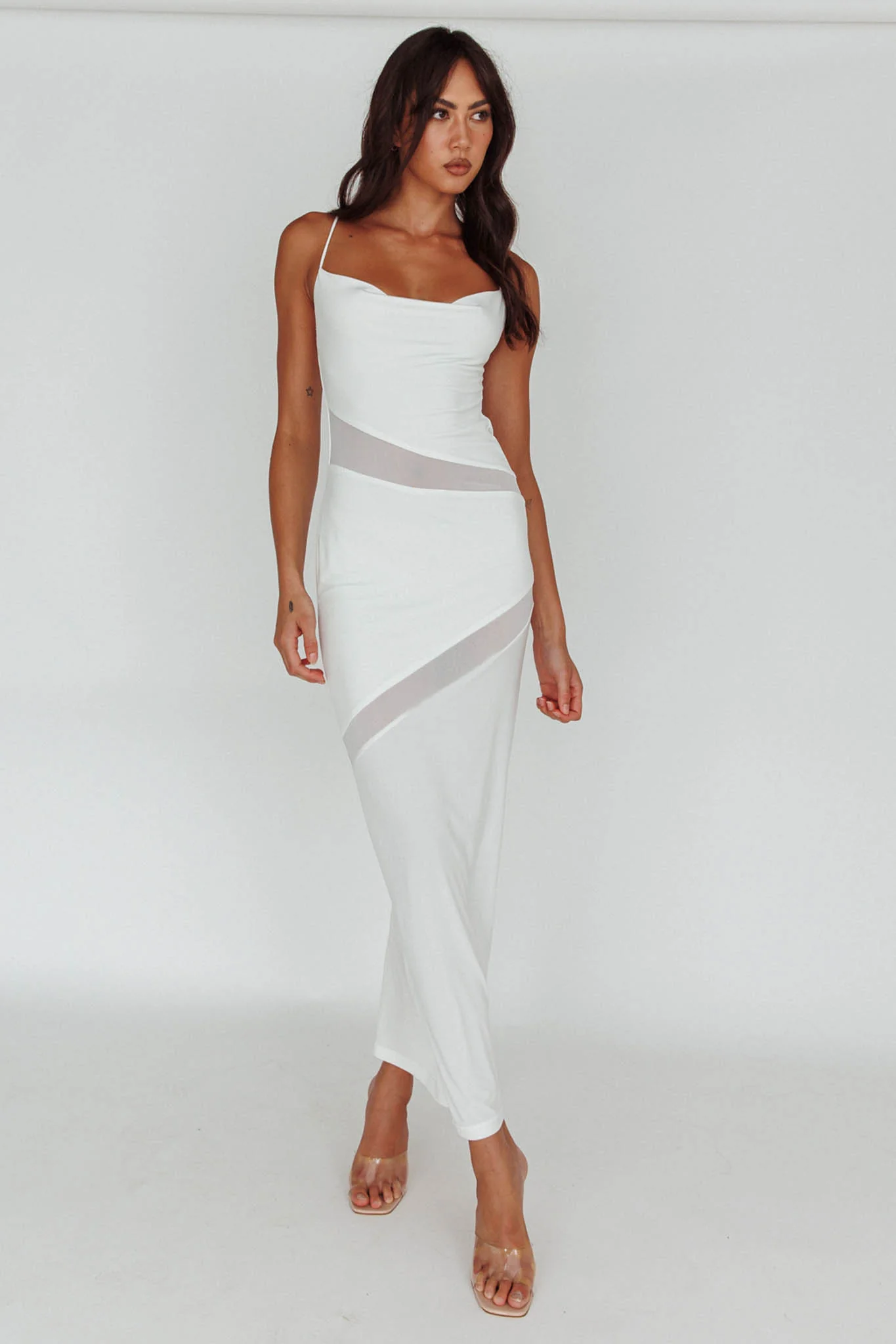 Sun Kissed Cowl Tied Back Maxi Dress White - Image 6