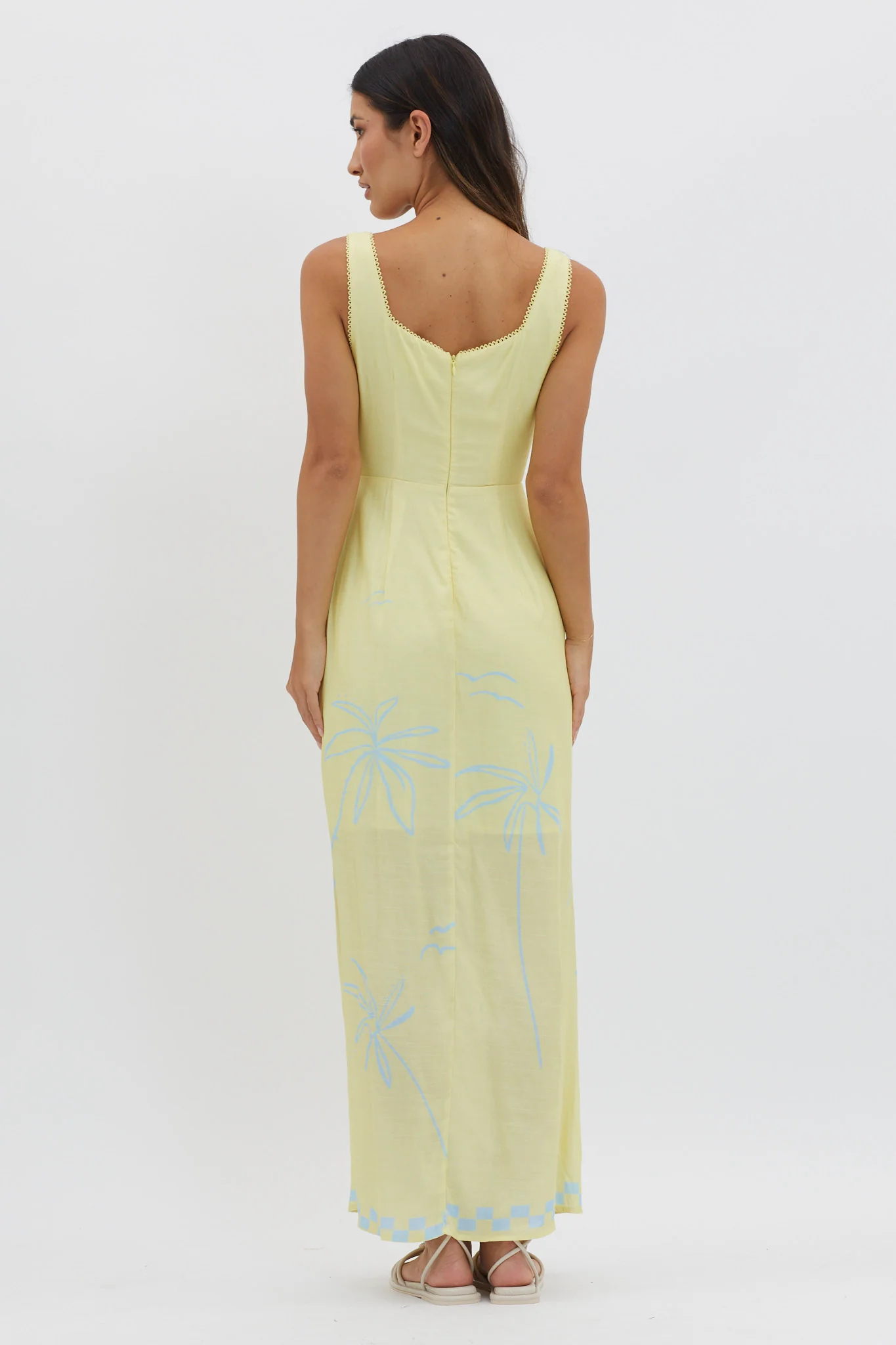 Sun Valley Tied Bodice Maxi Dress Lemon - Image 2