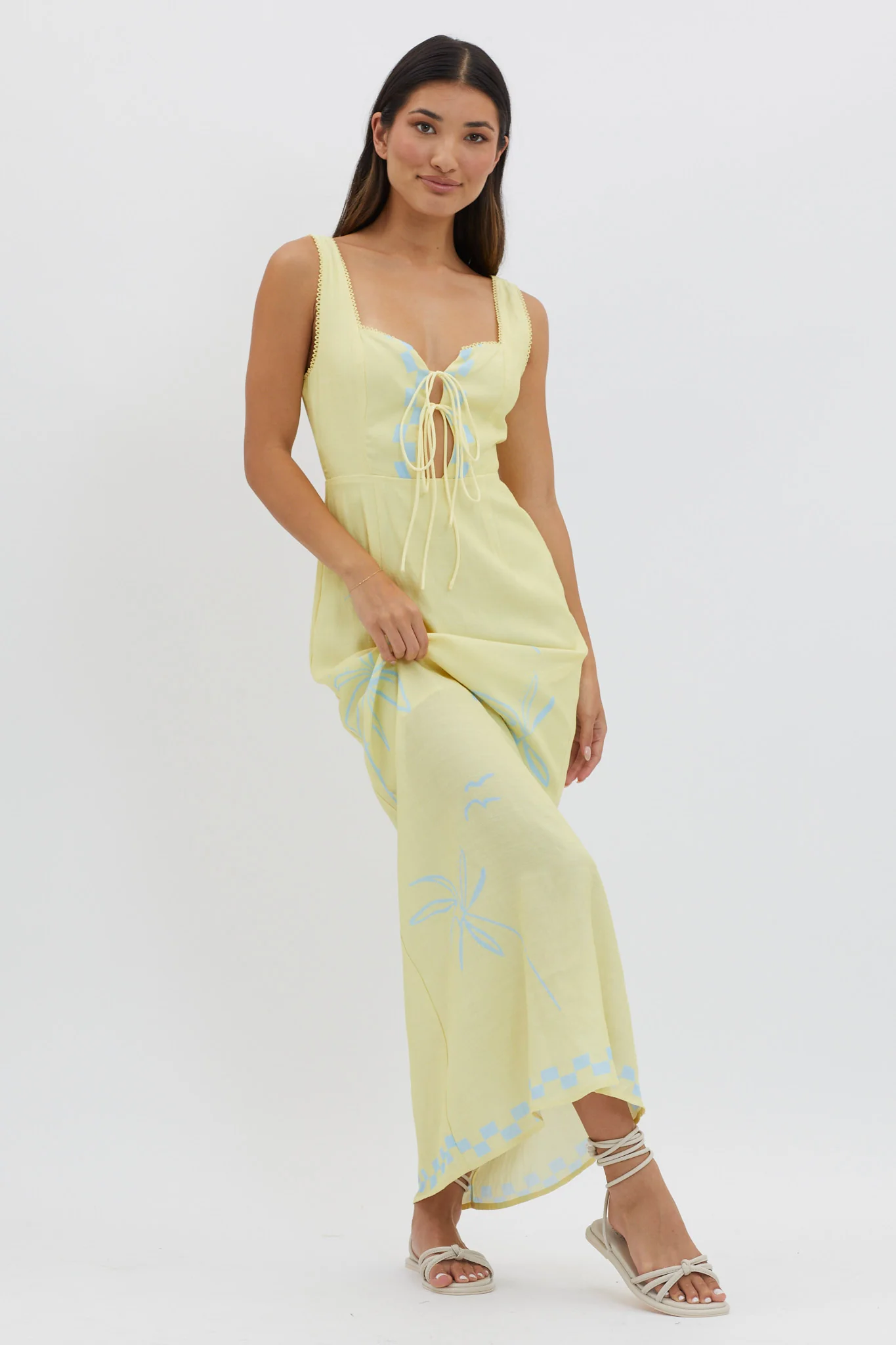 Sun Valley Tied Bodice Maxi Dress Lemon - Image 5