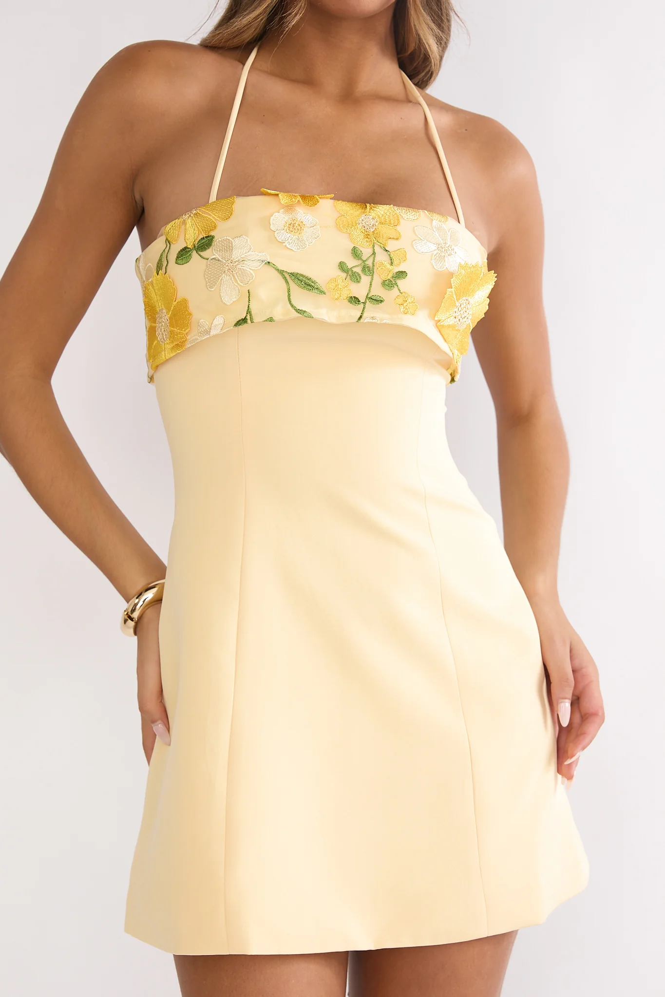 Sunbeam Kiss Foldover Floral Bust Mini Dress Butter - Image 4
