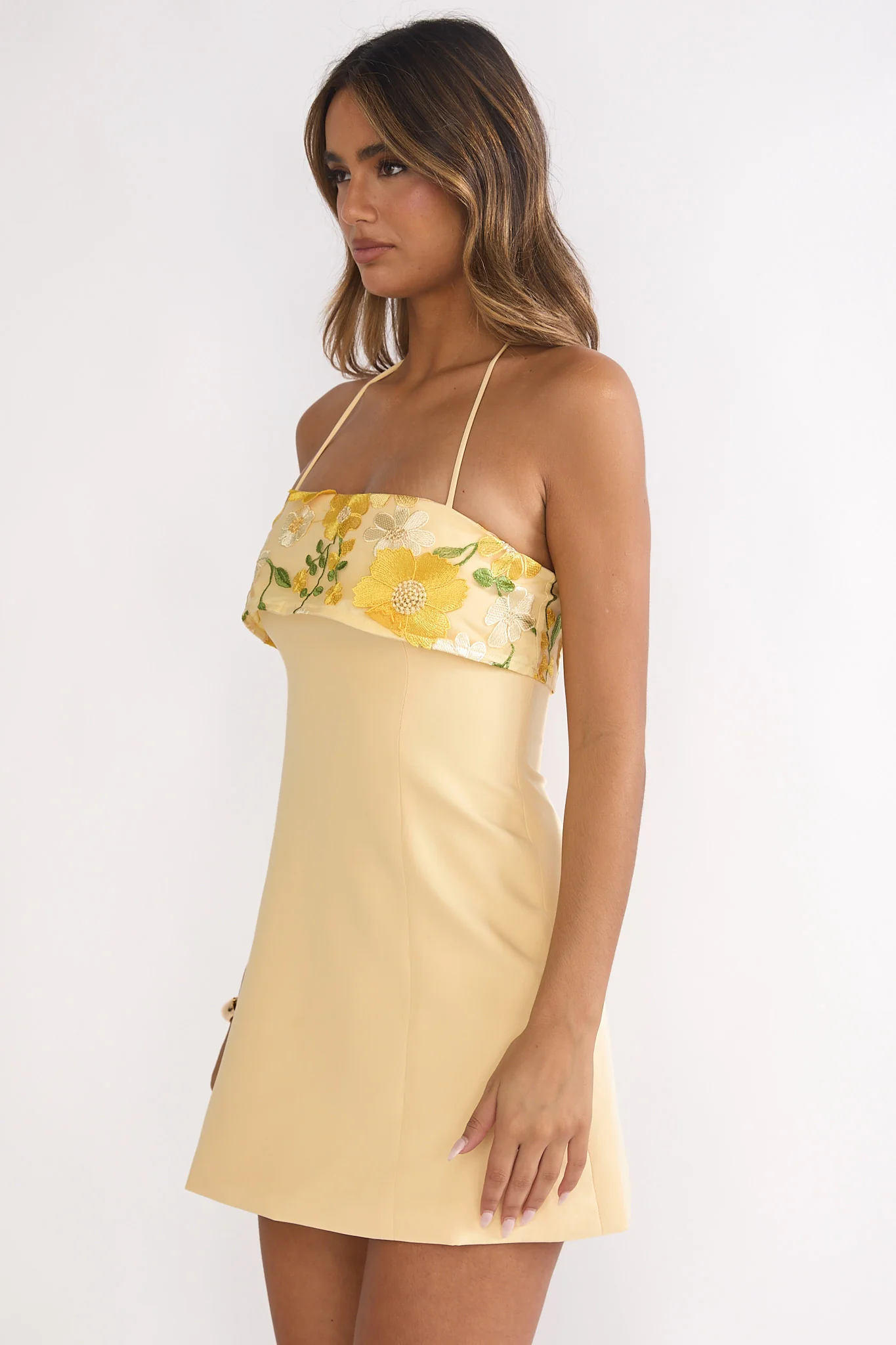 Sunbeam Kiss Foldover Floral Bust Mini Dress Butter - Image 6