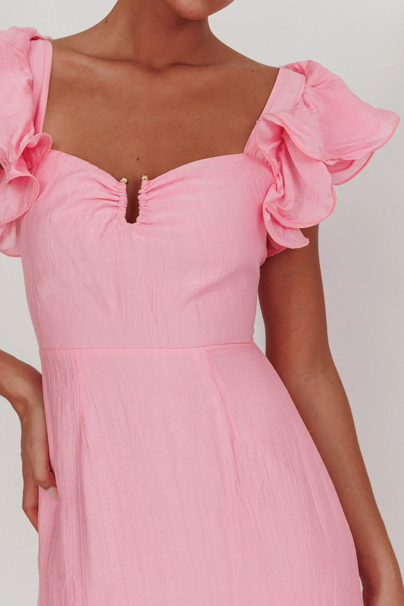 Sunday Dreams Ruffle Strap Maxi Dress Pink - Image 5