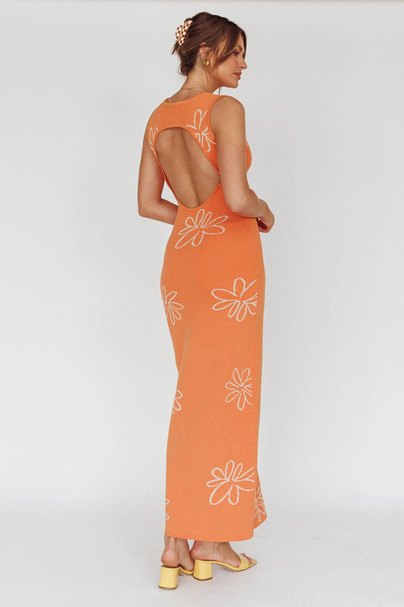 Sunland Knit Maxi Dress Flower Tangerine - Image 2