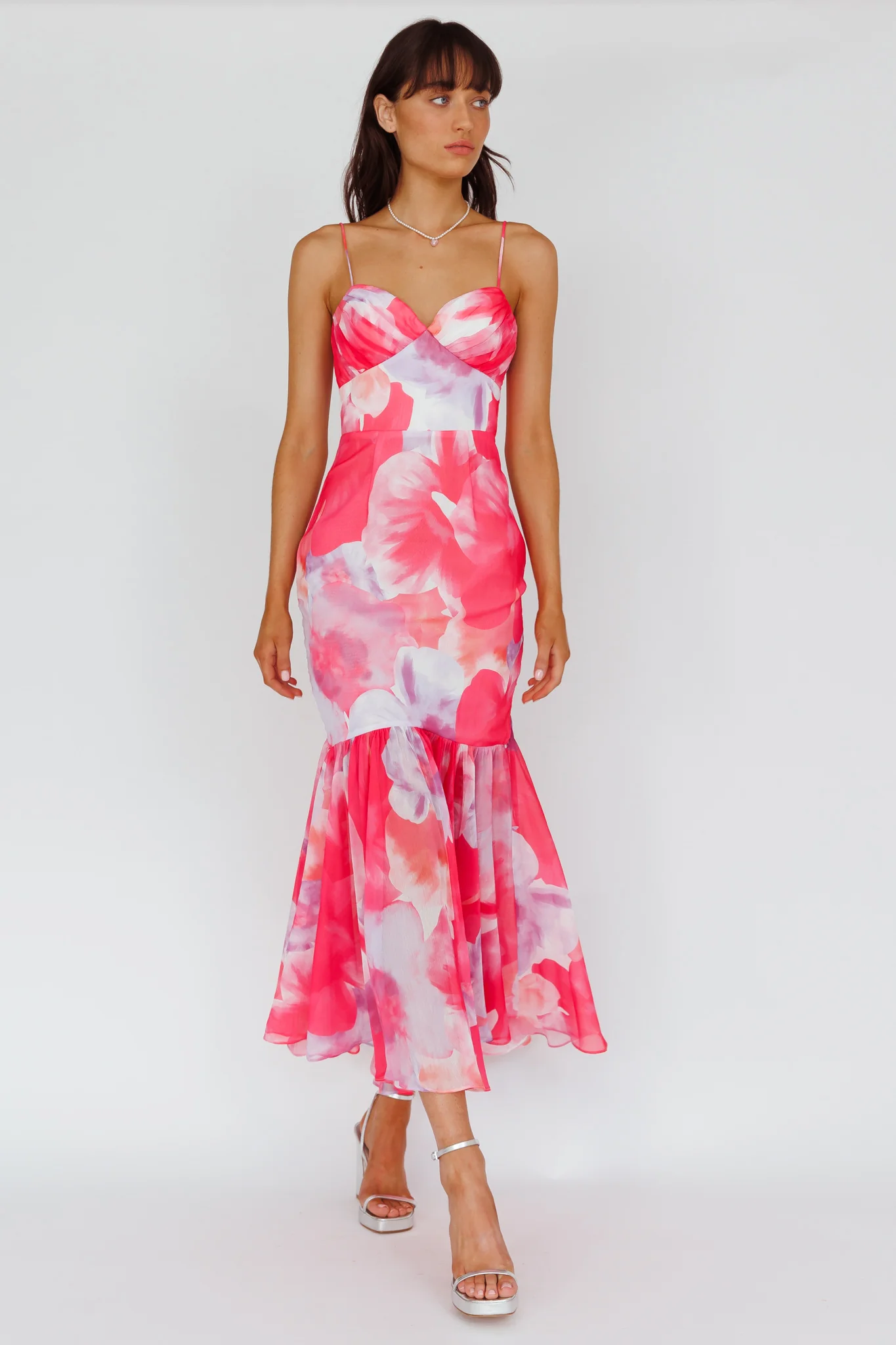 Sunni Low Back Midi Dress Floral Pink - Image 5