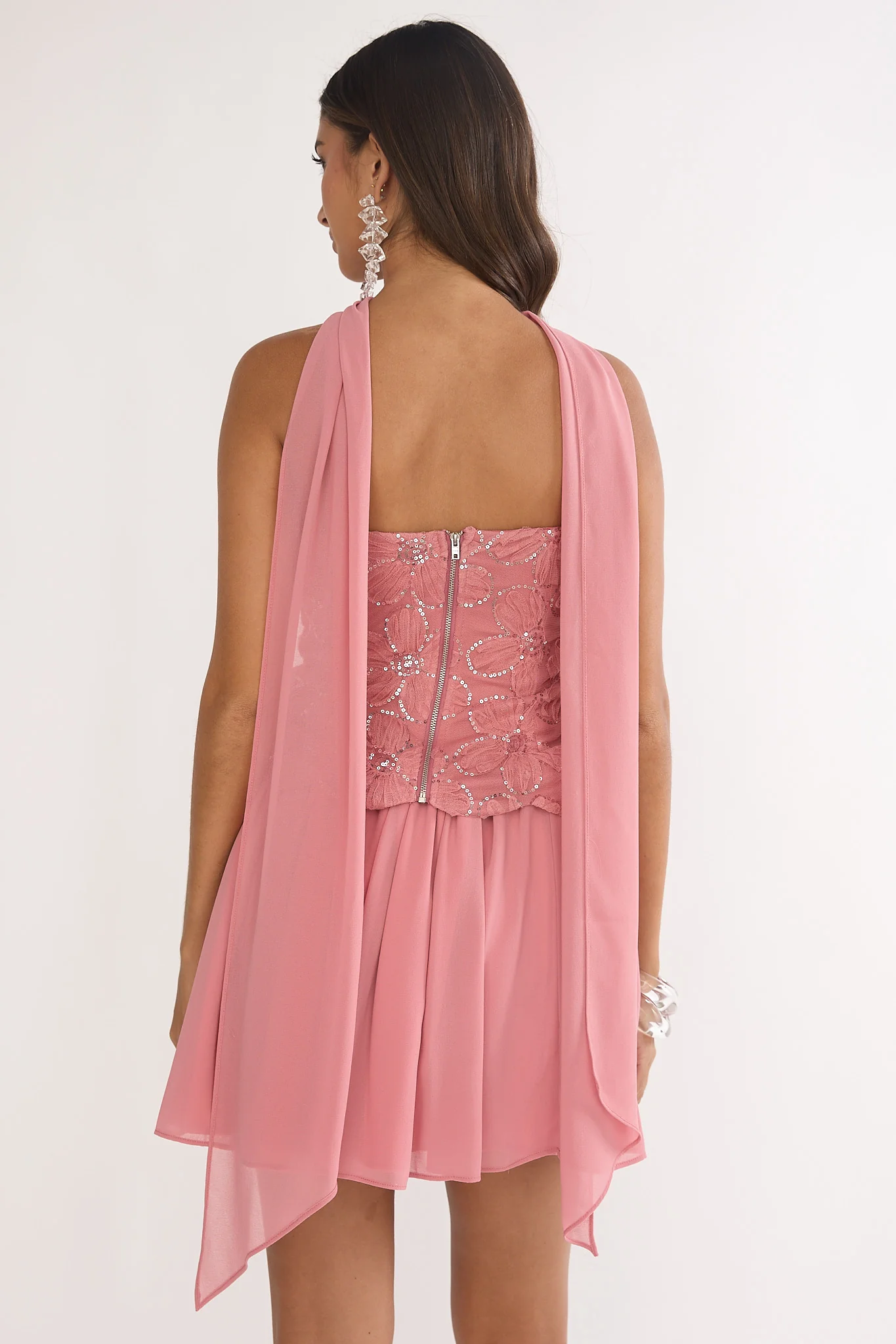Sunset Serenade Elasticated Waist Mini Skirt Rose - Image 2