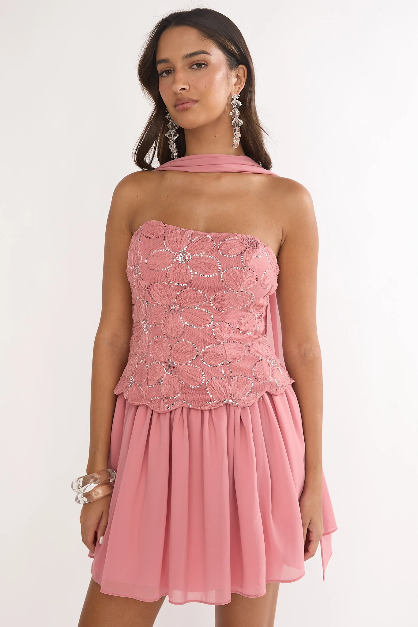 Sunset Serenade Elasticated Waist Mini Skirt Rose - Image 5