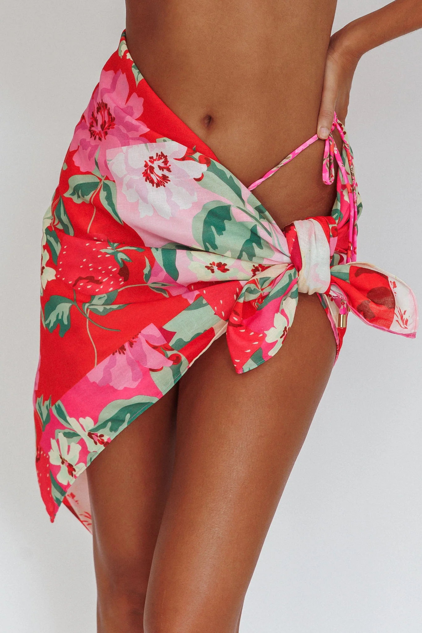 Sunshine Coast Floral Sarong Cover Up Pink - Image 4