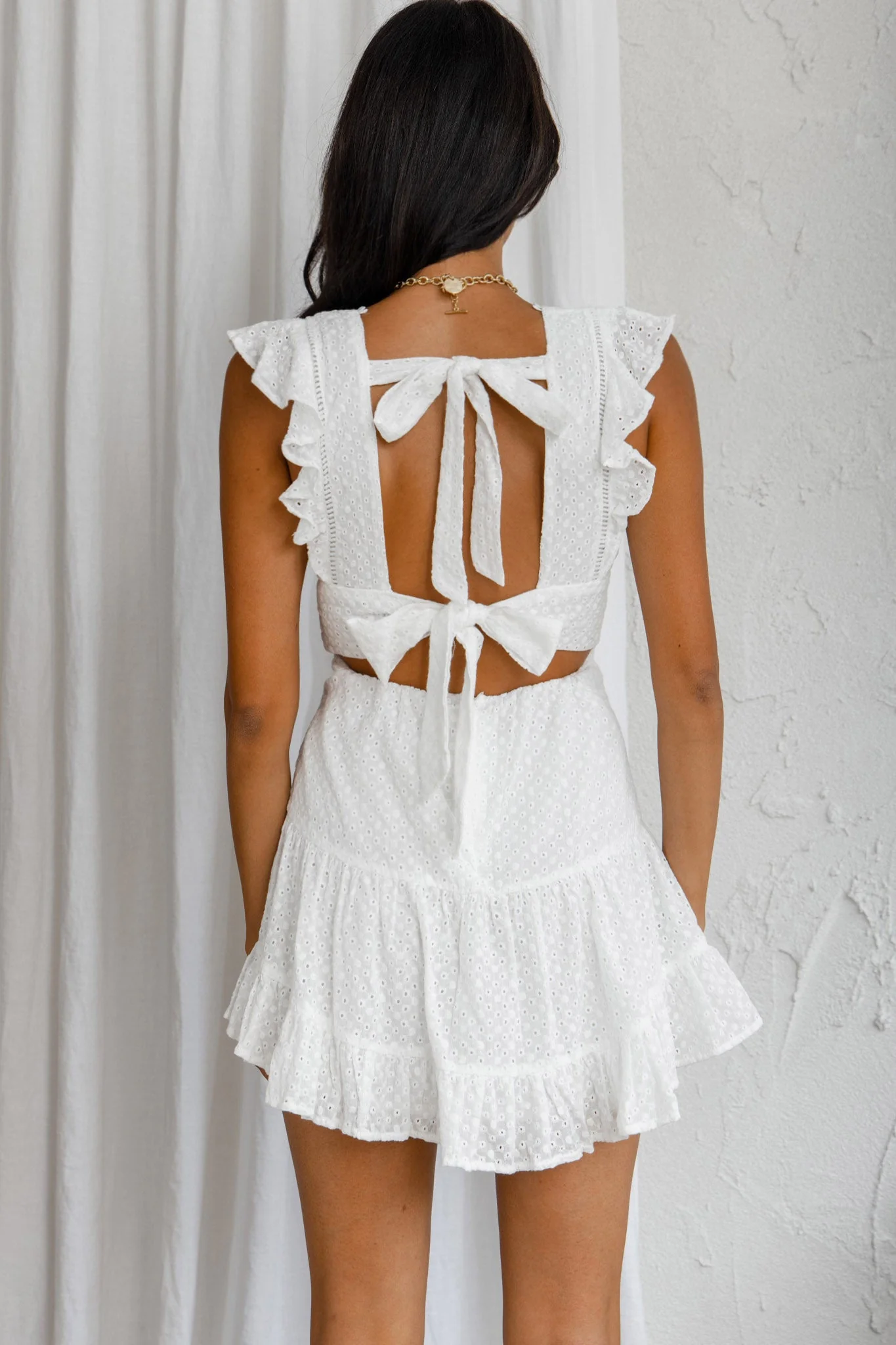 Sunshine Days Double Bow Back Dress White - Image 2