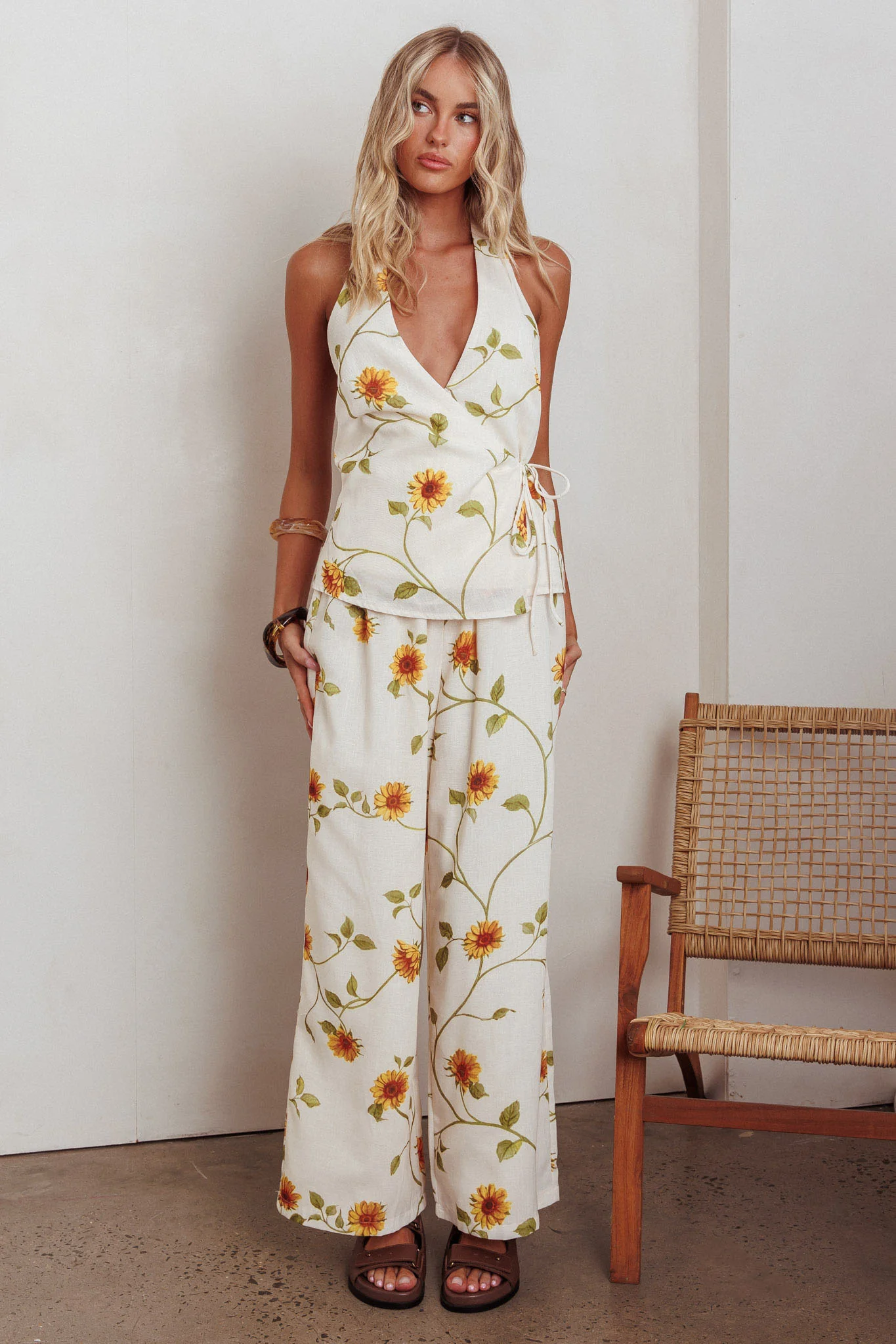 Sway Waist-Tie Halter Top Sunflower - Image 2