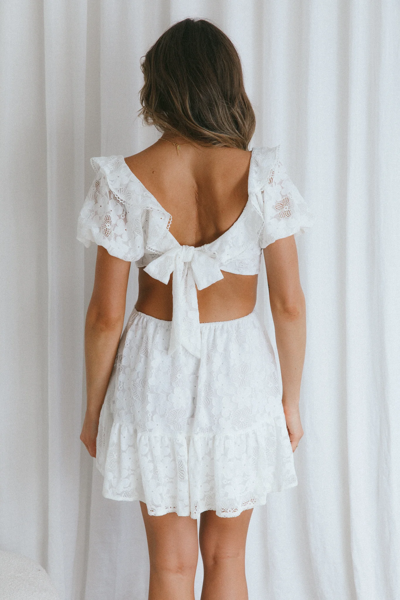 Sweet Life Cut-Out Waist Lace Dress White - Image 2