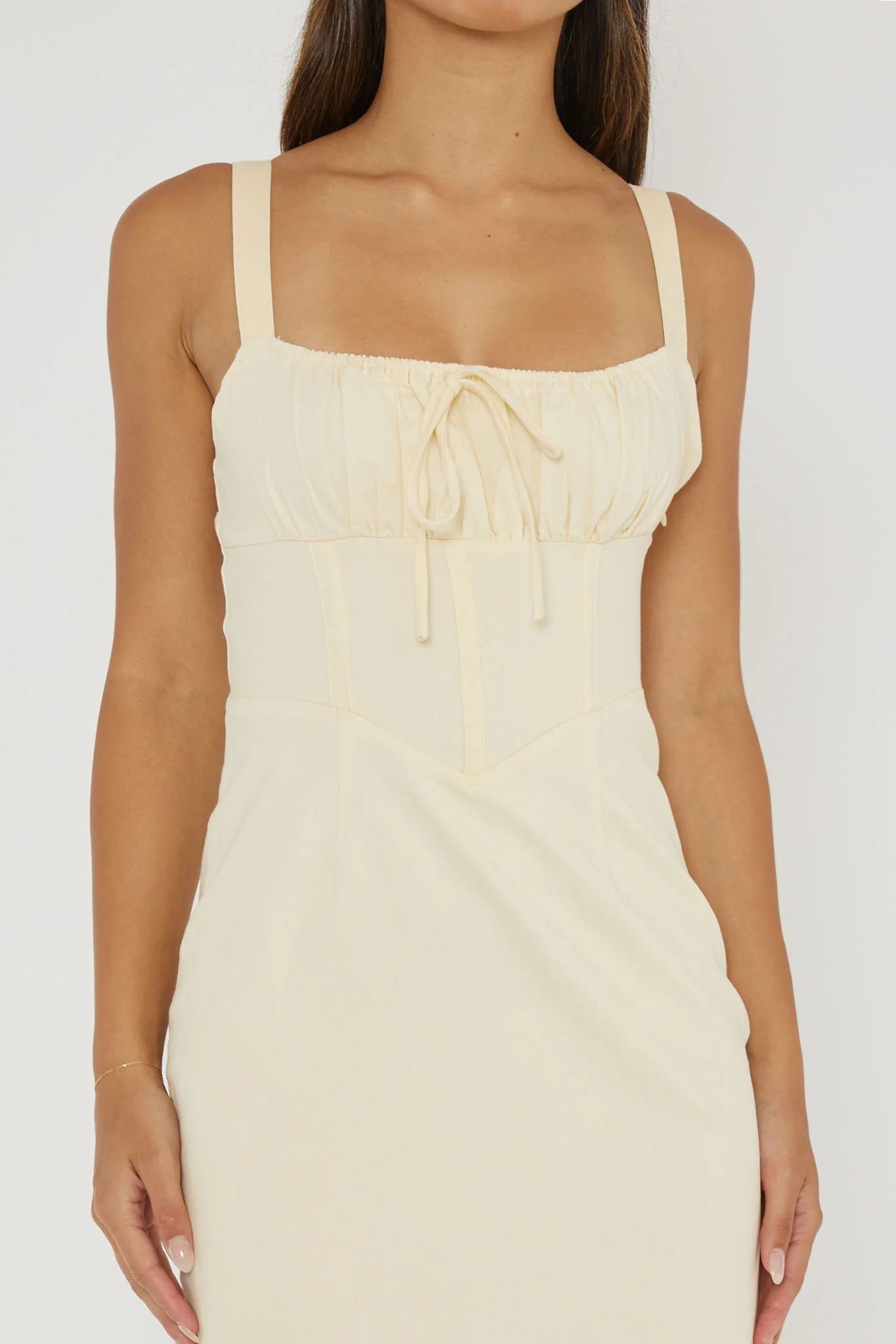 Sweet Pea Tied Bust Midi Dress Butter - Image 4