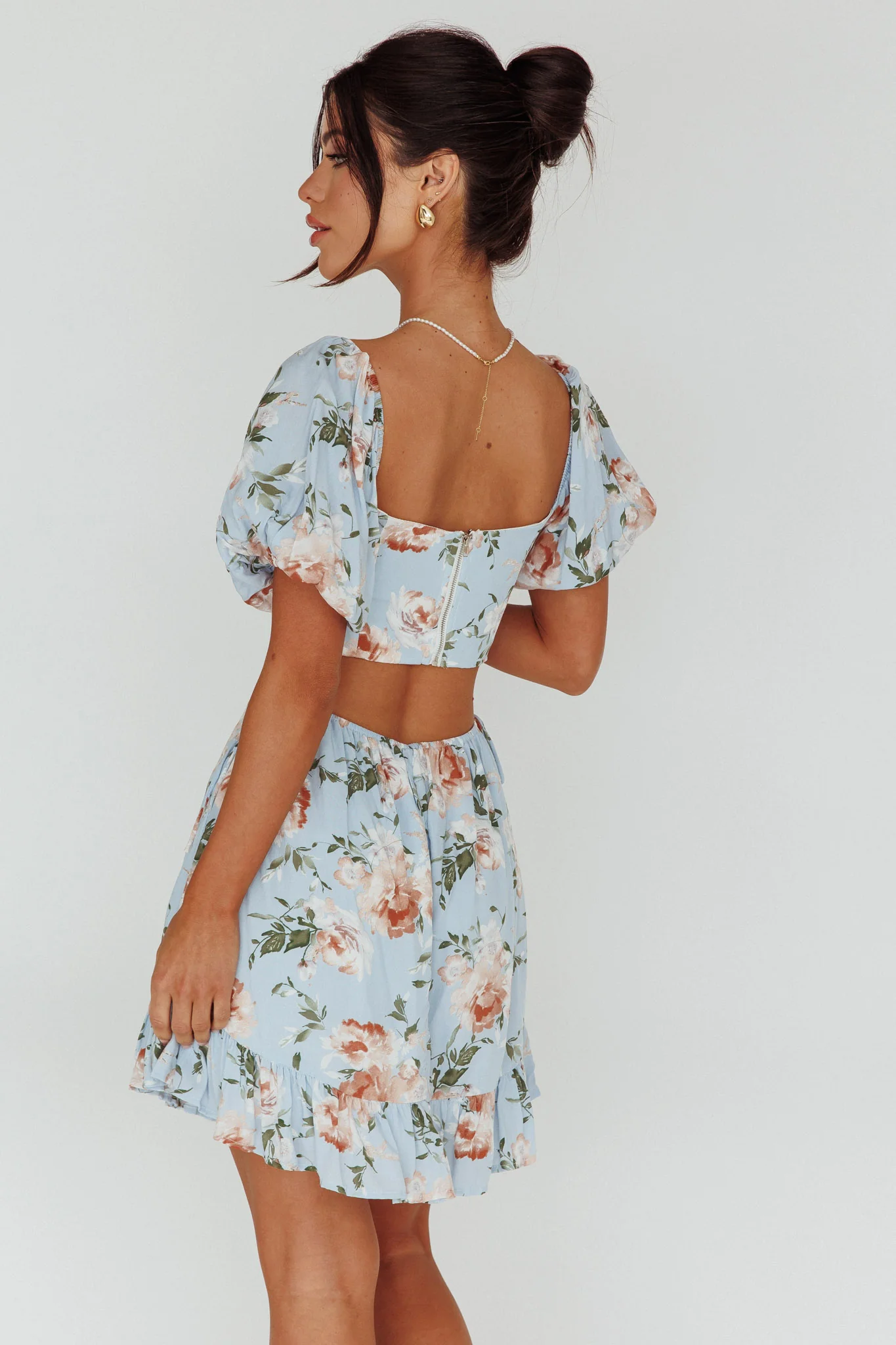Sweet Romance Cut-Out Mini Dress Blue - Image 3