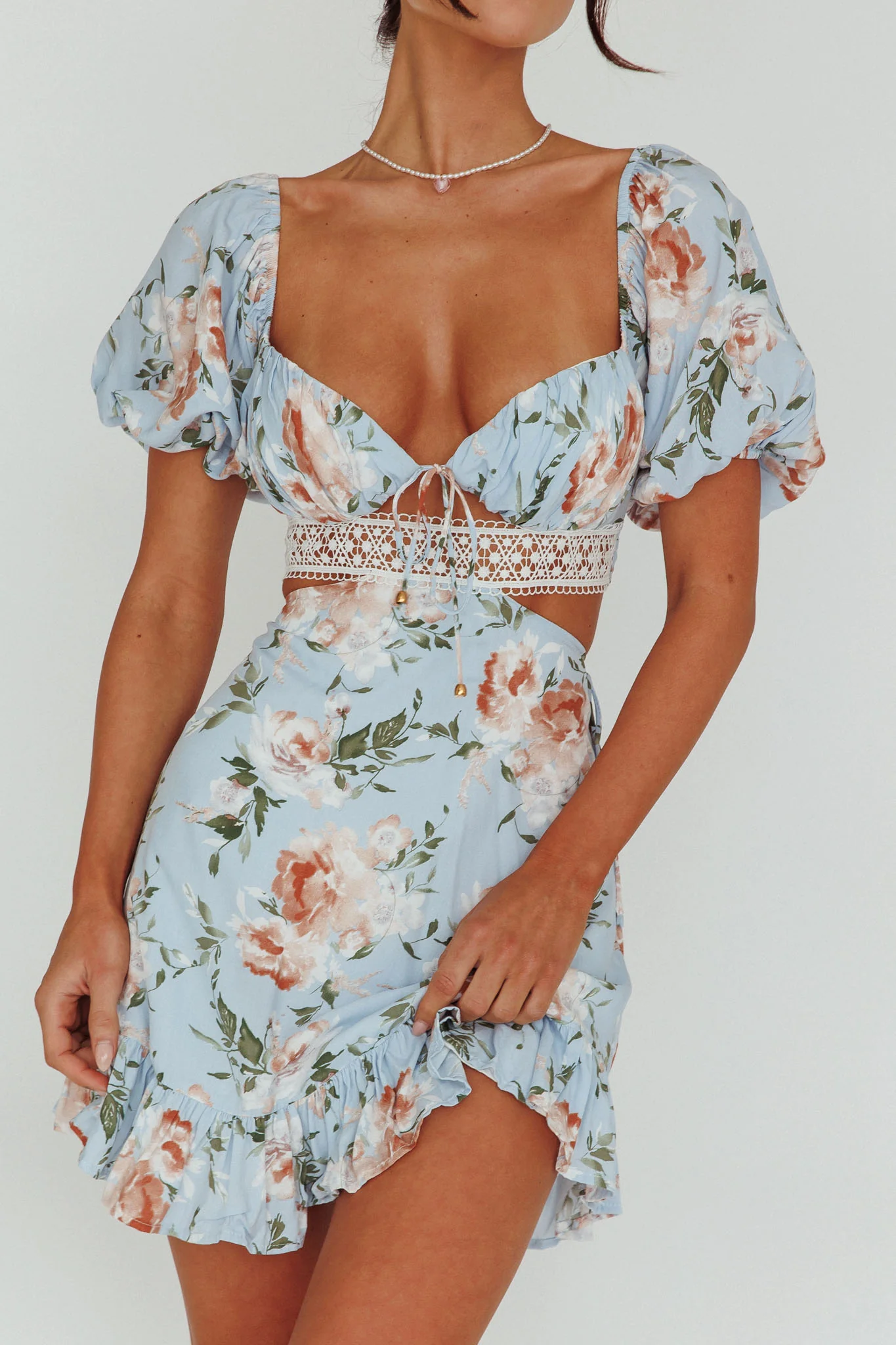 Sweet Romance Cut-Out Mini Dress Blue - Image 4