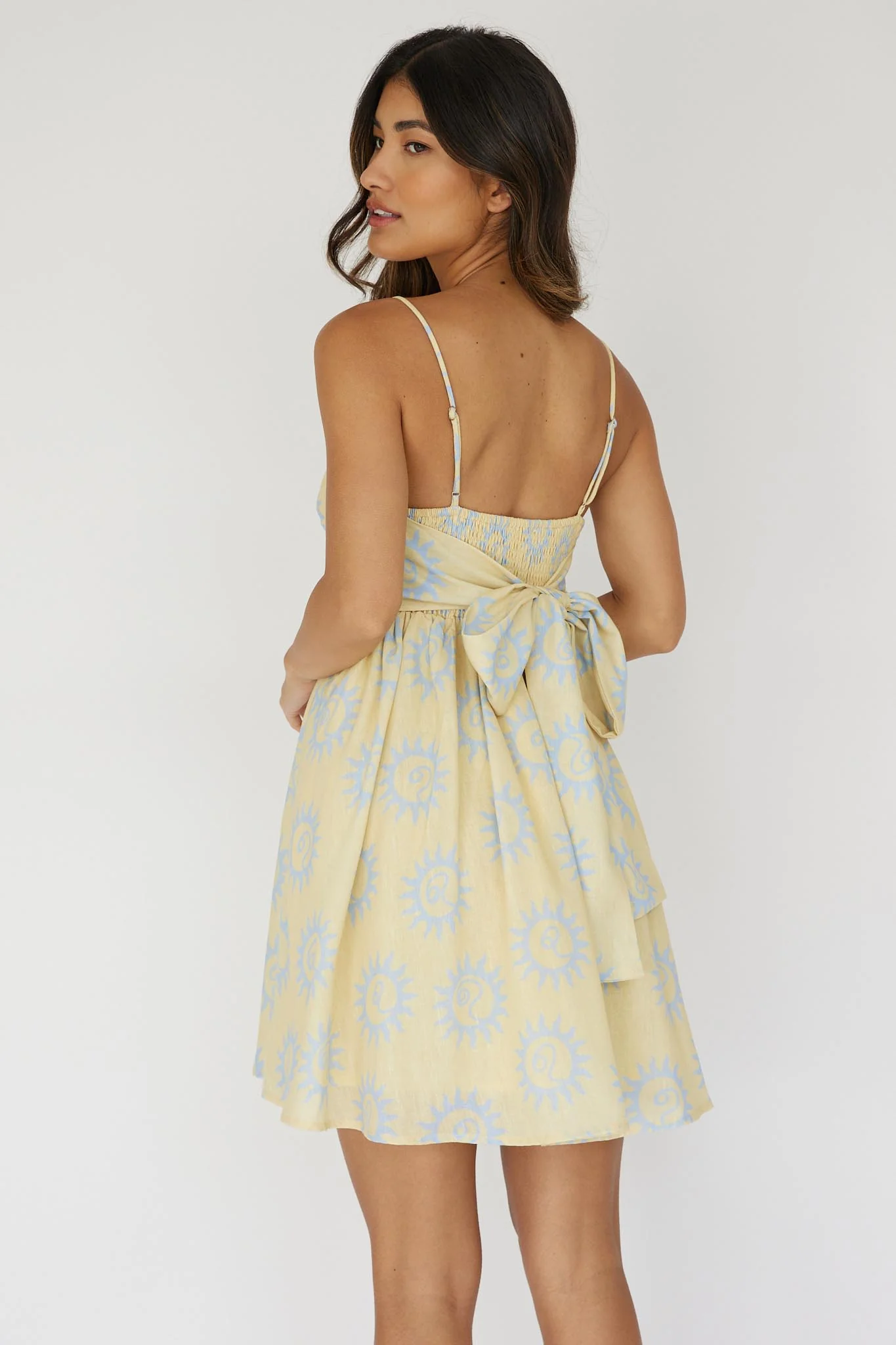 Sweet Solace Back Tie Mini Dress Sun Yellow - Image 2