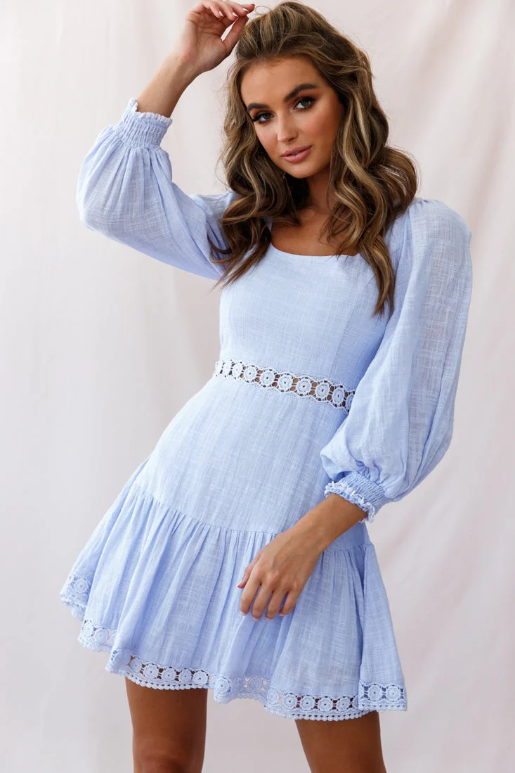 Sweetheart Corset-Back Lantern Sleeve Dress Lavender - Image 5