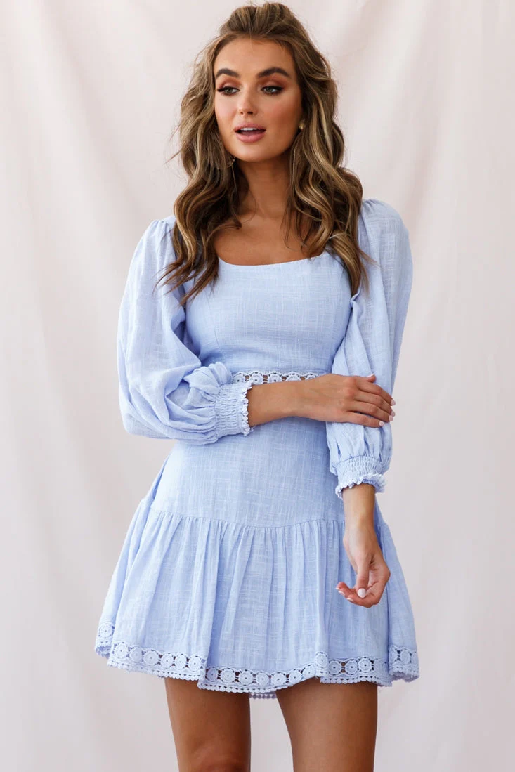 Sweetheart Corset-Back Lantern Sleeve Dress Lavender - Image 6