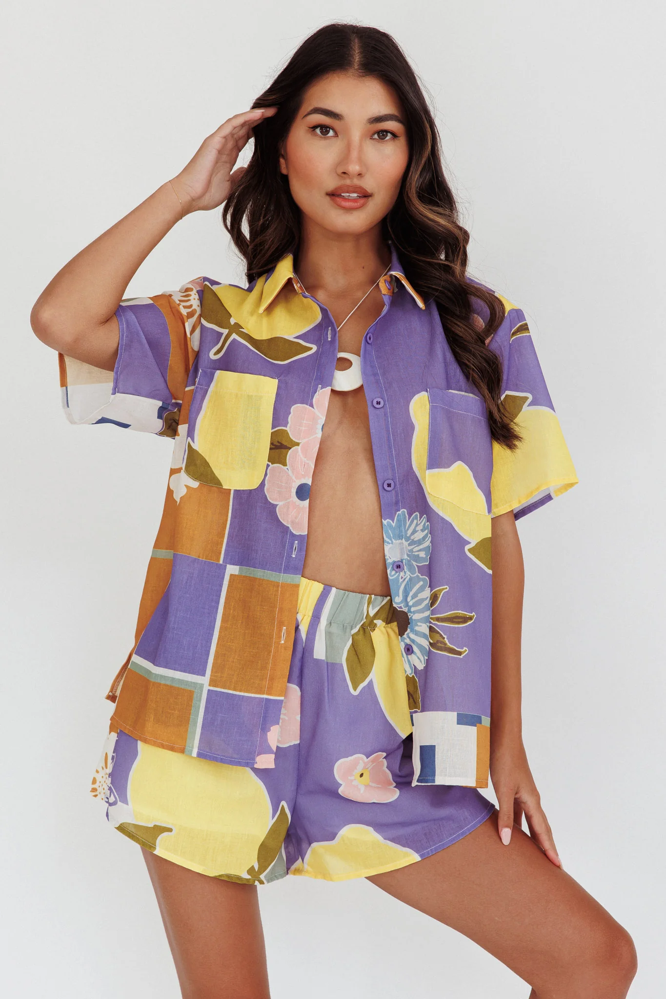 Swing Of Things Elastic Waist Shorts Citrus Lilac - Image 6