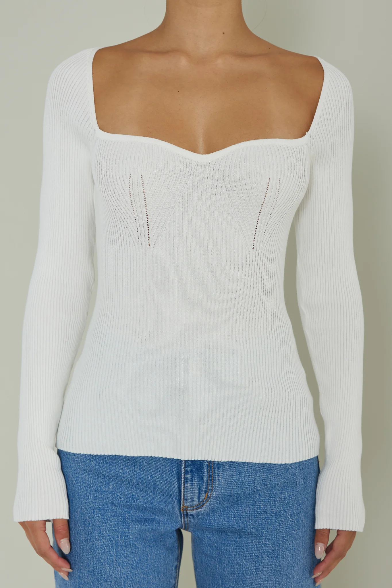 Switch Focus Long Sleeve Knit Top White - Image 4
