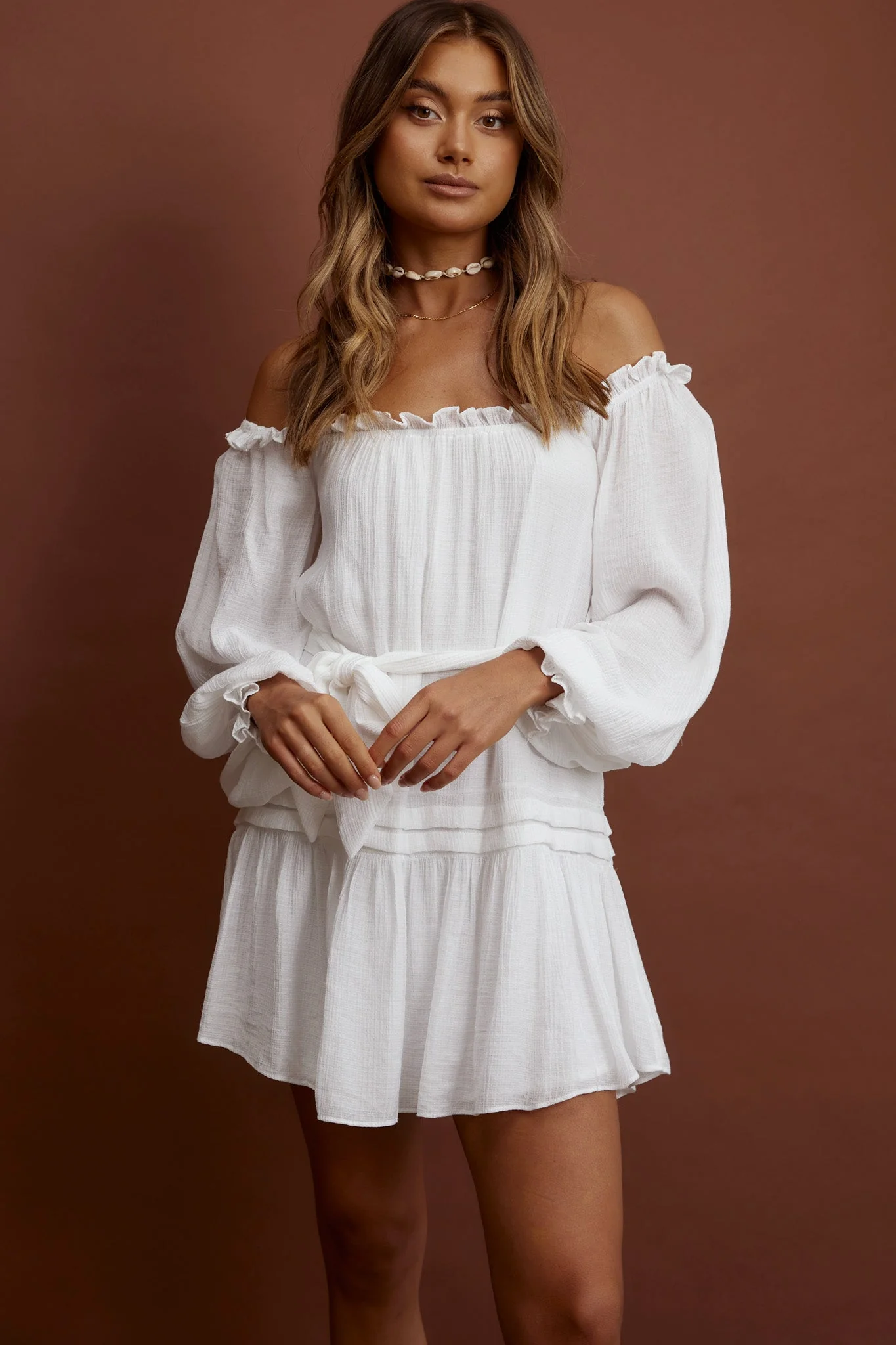 Sycamore Off- Shoulder Pintuck Dress White - Image 5