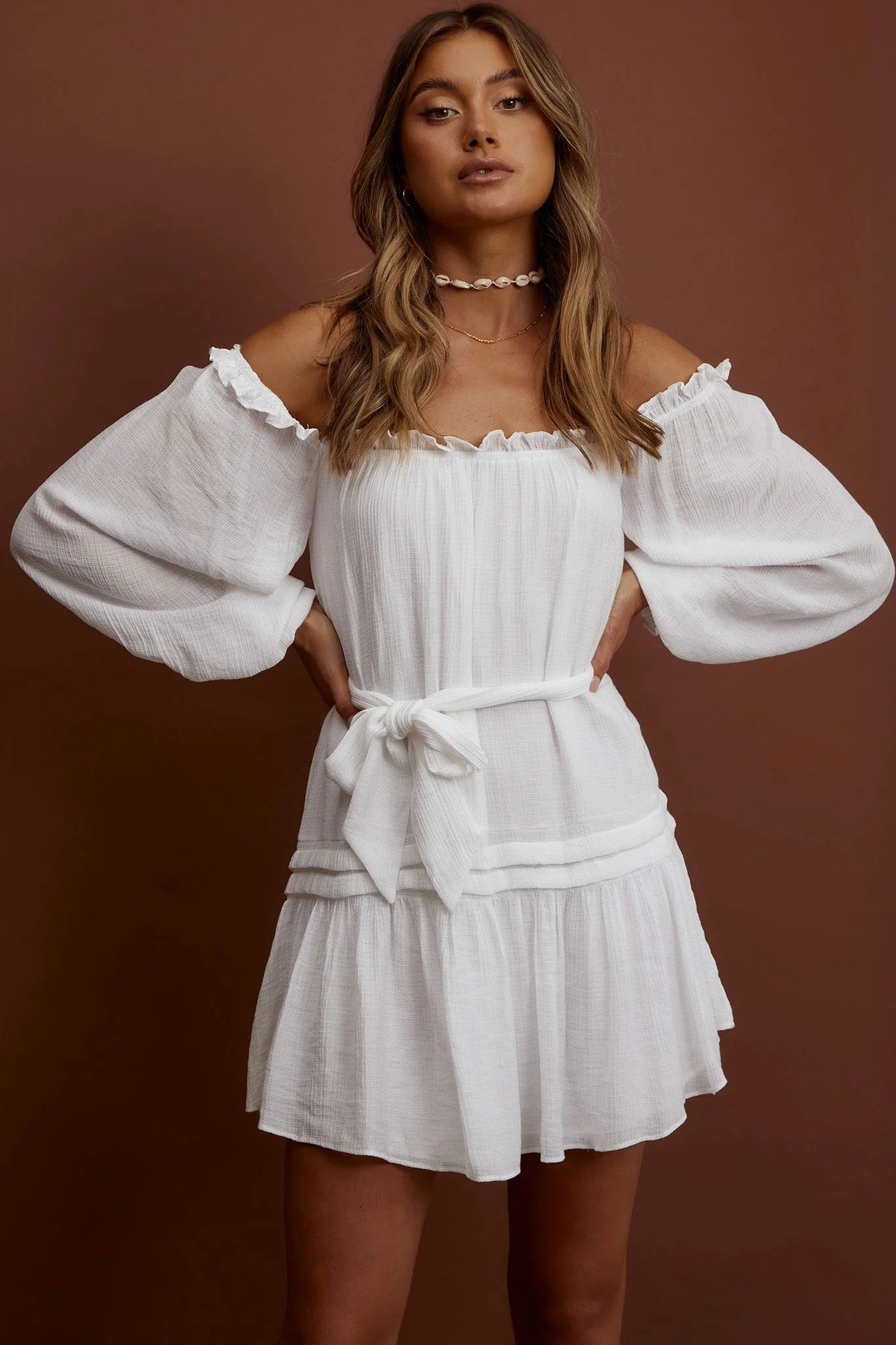 Sycamore Off- Shoulder Pintuck Dress White - Image 7