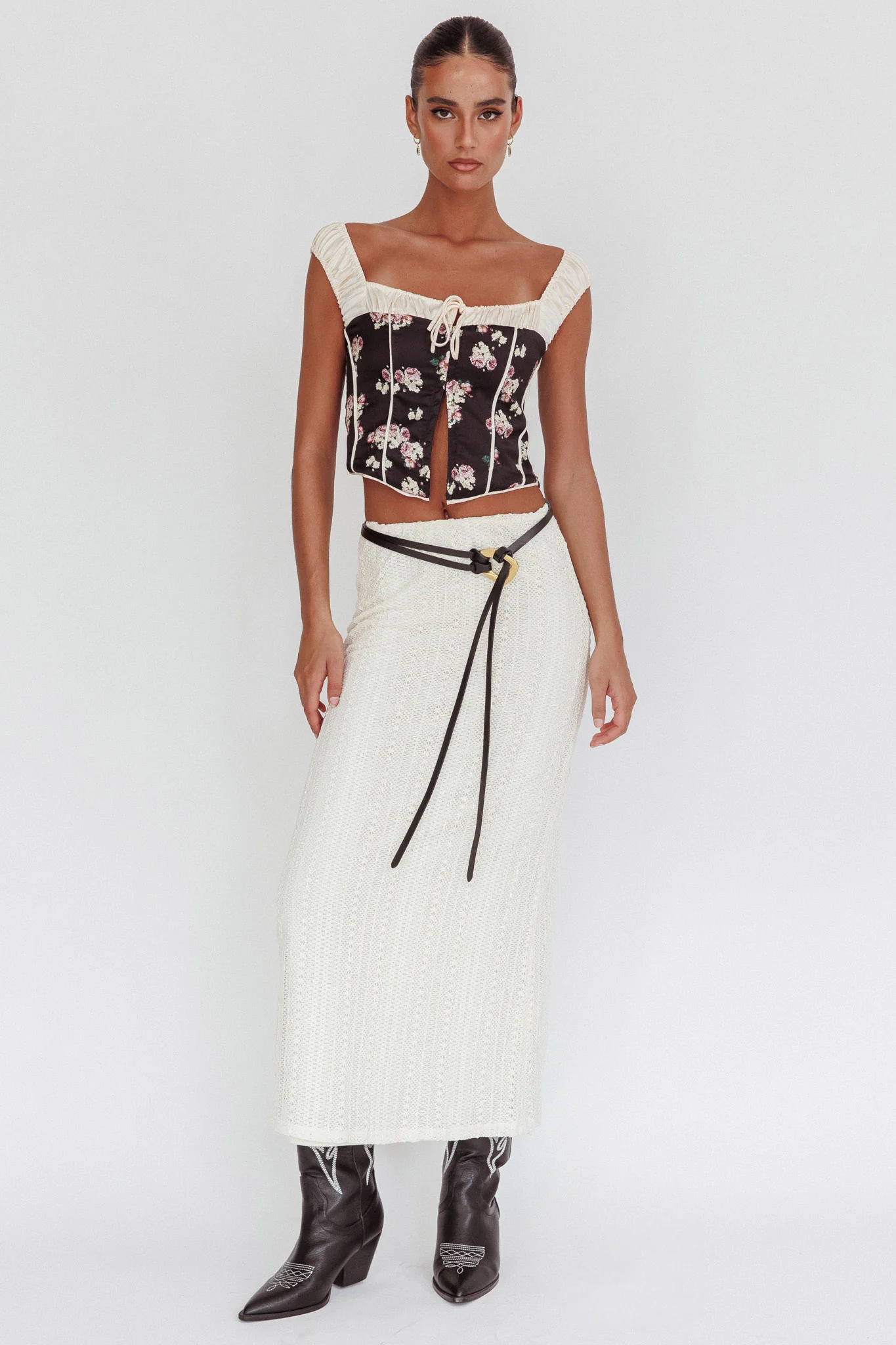 Take A Chance Drawstring Neckline Top Black - Image 4