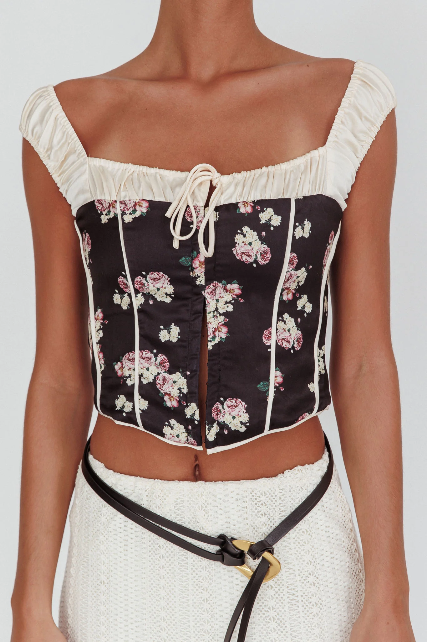 Take A Chance Drawstring Neckline Top Black - Image 5
