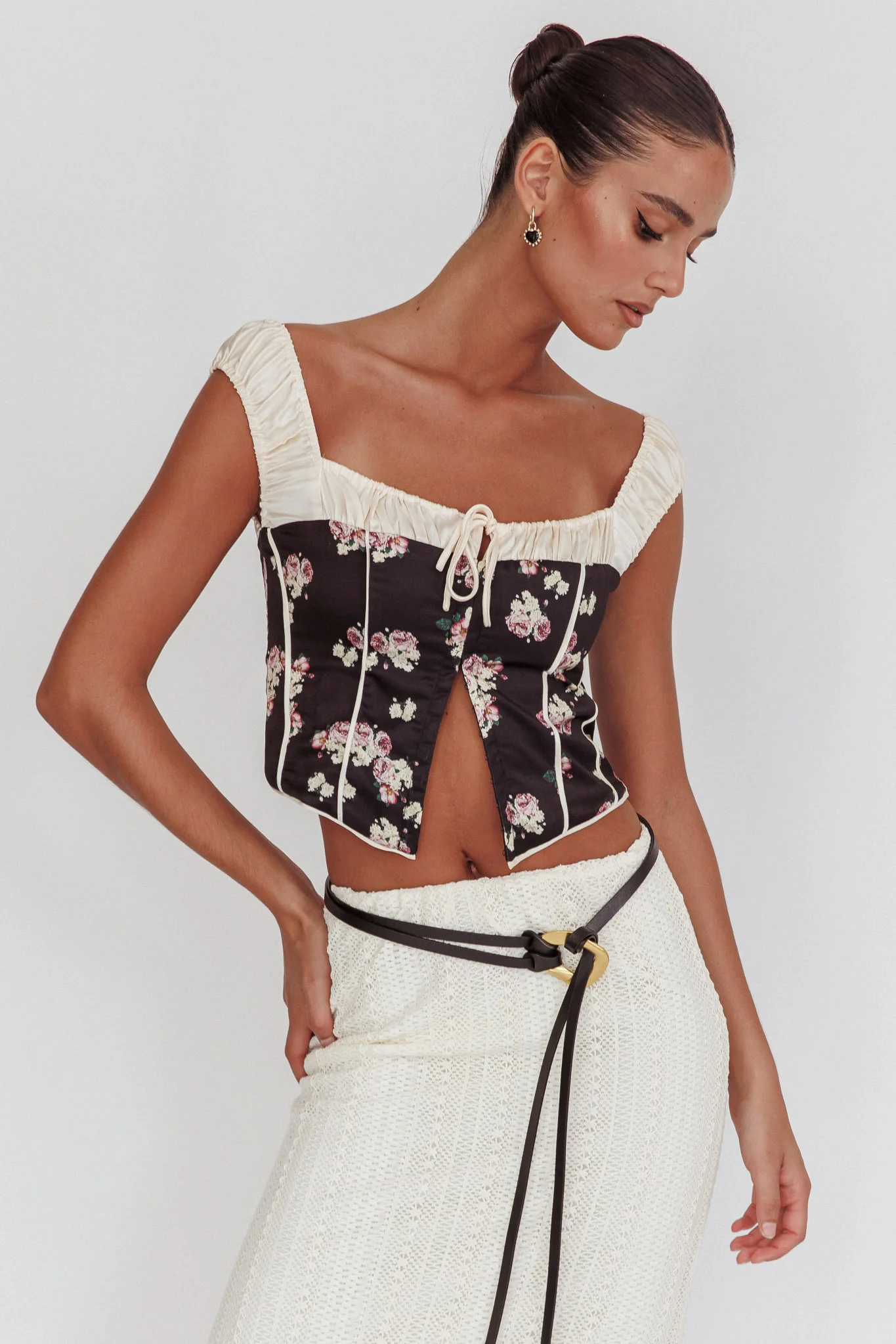 Take A Chance Drawstring Neckline Top Black - Image 6