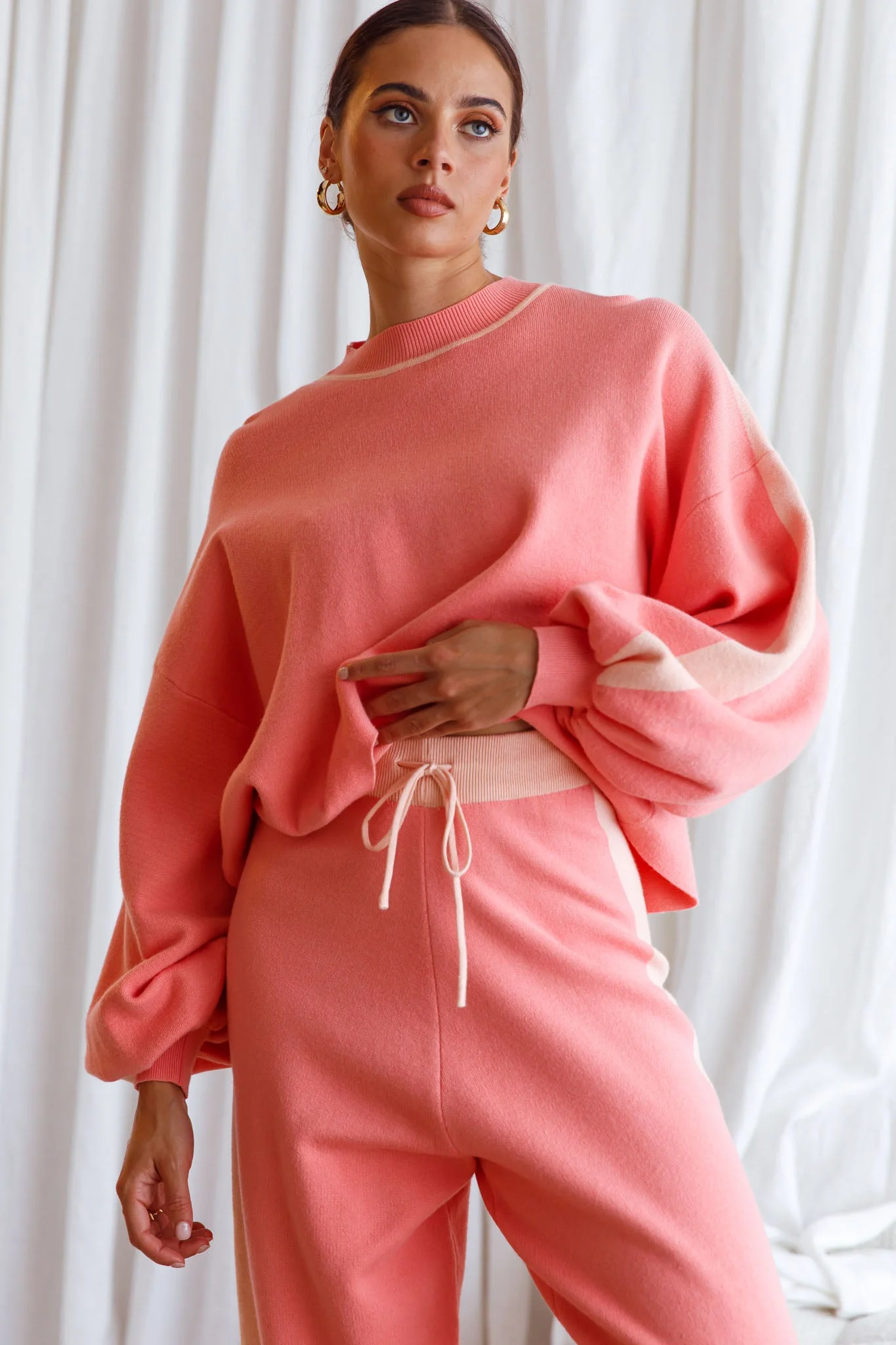 Take Me Back Brushed Knit Jogger Pants Peach - Image 6