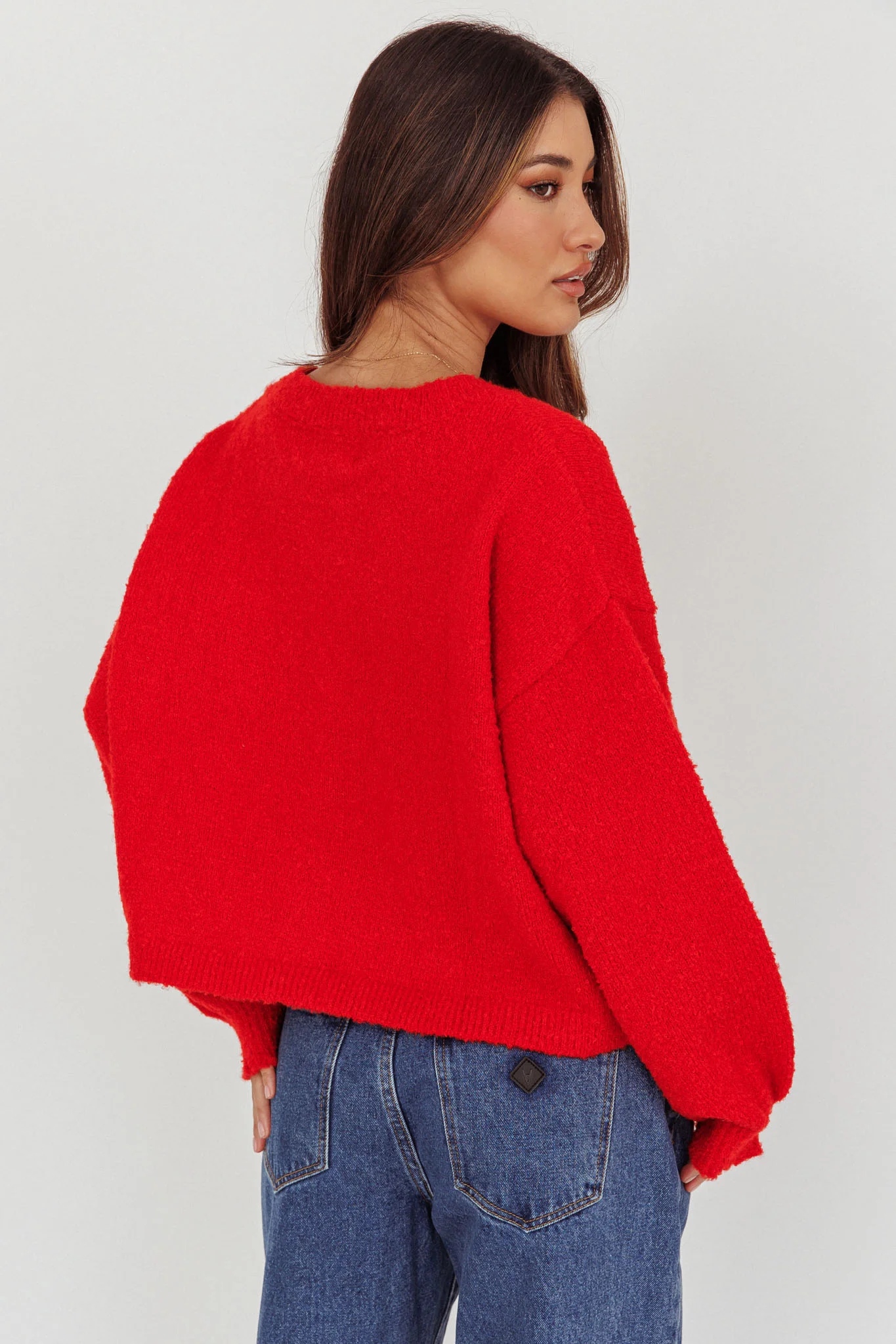 Taking Notes Button Front Cardigan Red - Image 2